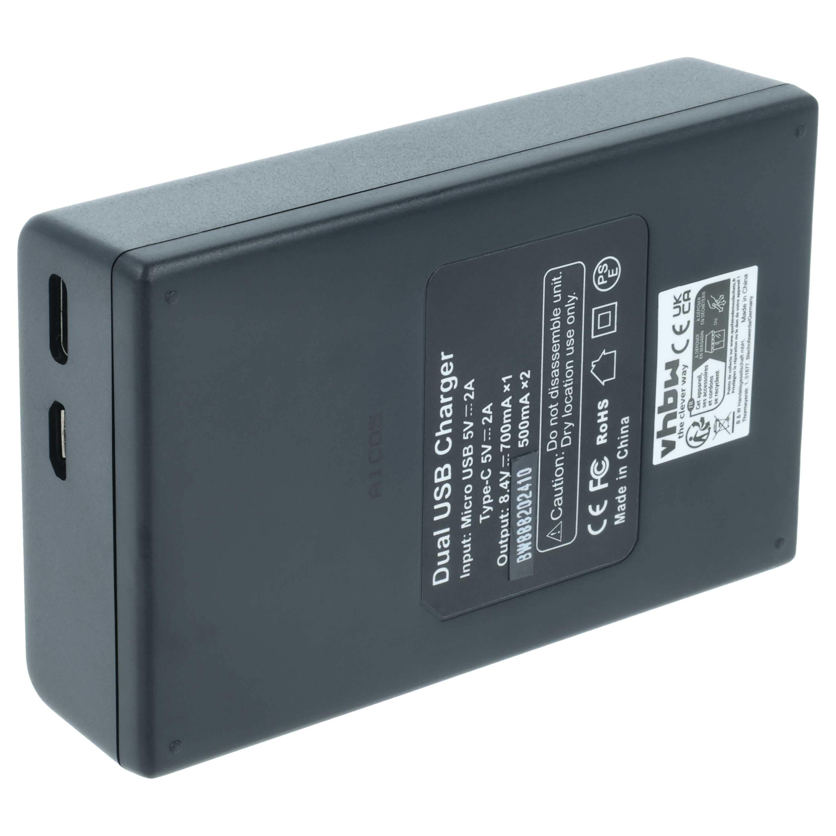 Battery Charger Micro-USB + USB-C + Cable Micro-USB suitable for Fujifilm X-Pro 2 Digital Camera 8.4 V