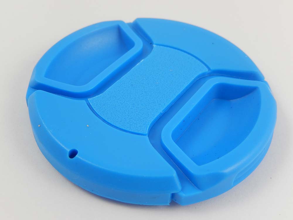 Tapa objetivo 62mm para cámara - Con mango interior, plástico azul