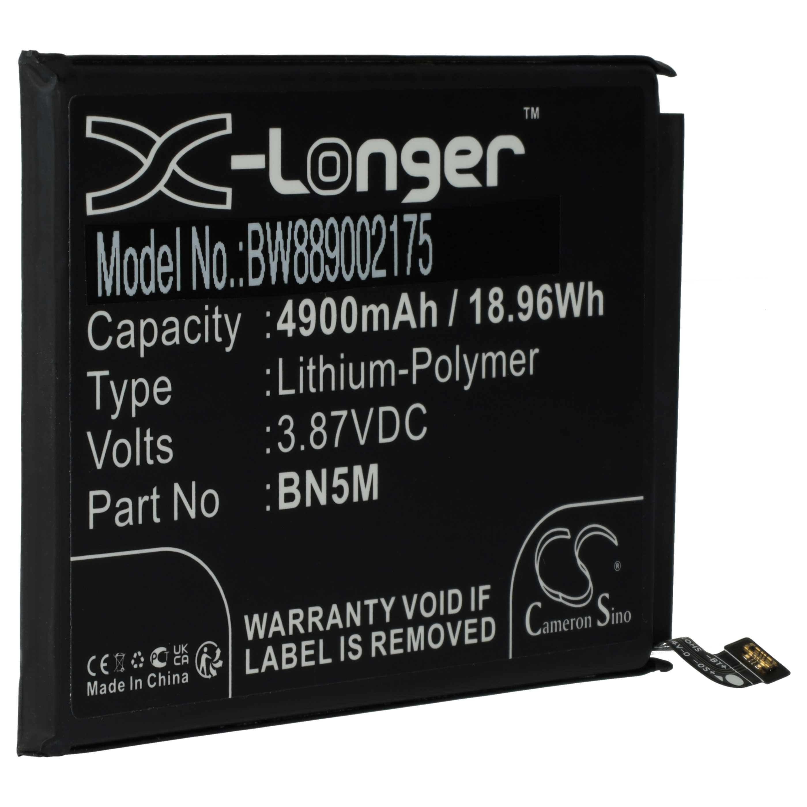 Batteria sostituisce BN5M per cellulare - 4900mAh 3,87V Li-Poly 