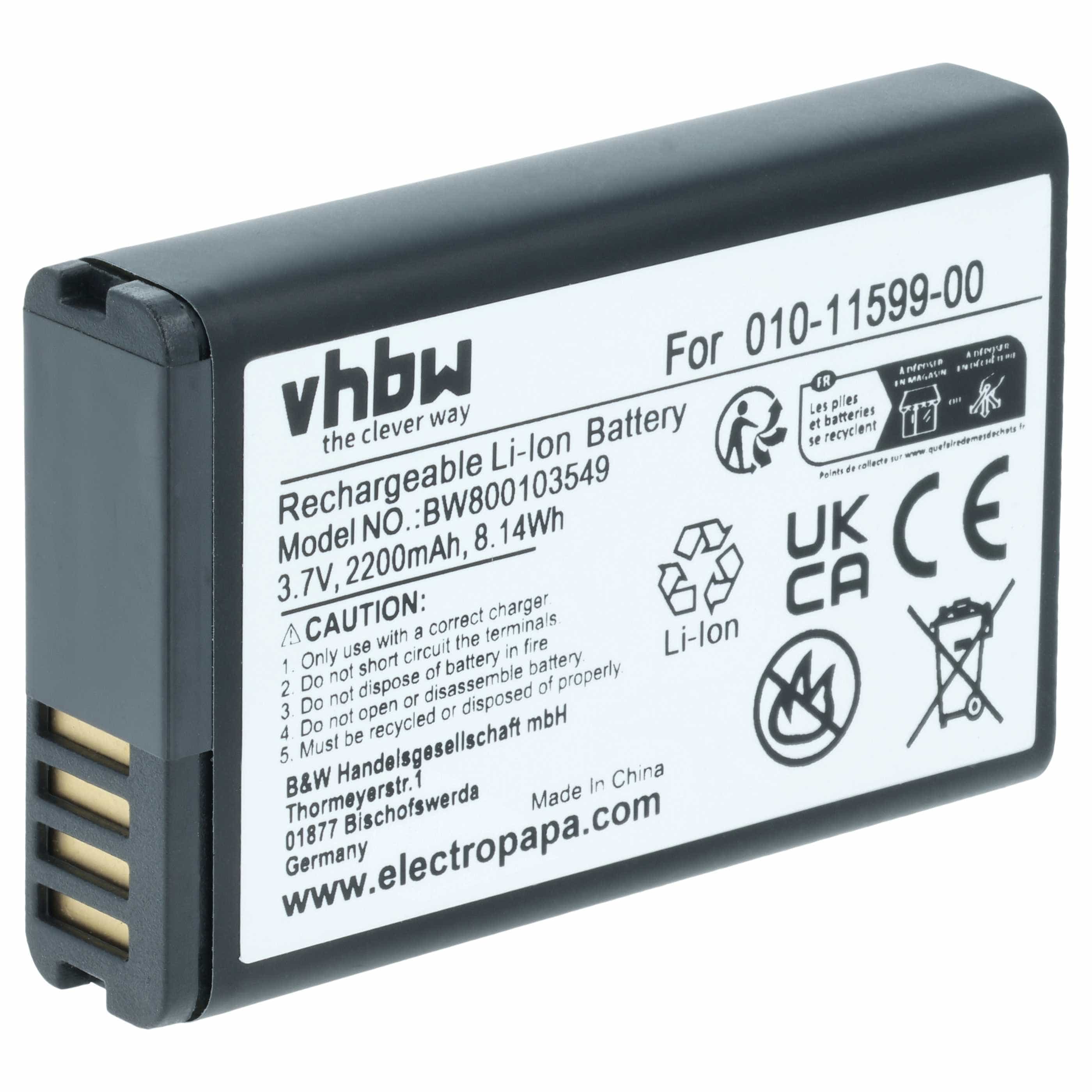 Akumulator do nawigacji GPS zamiennik Garmin 010-11654-03, 010-11599-00 - 2200 mAh 3,7 V Li-Ion