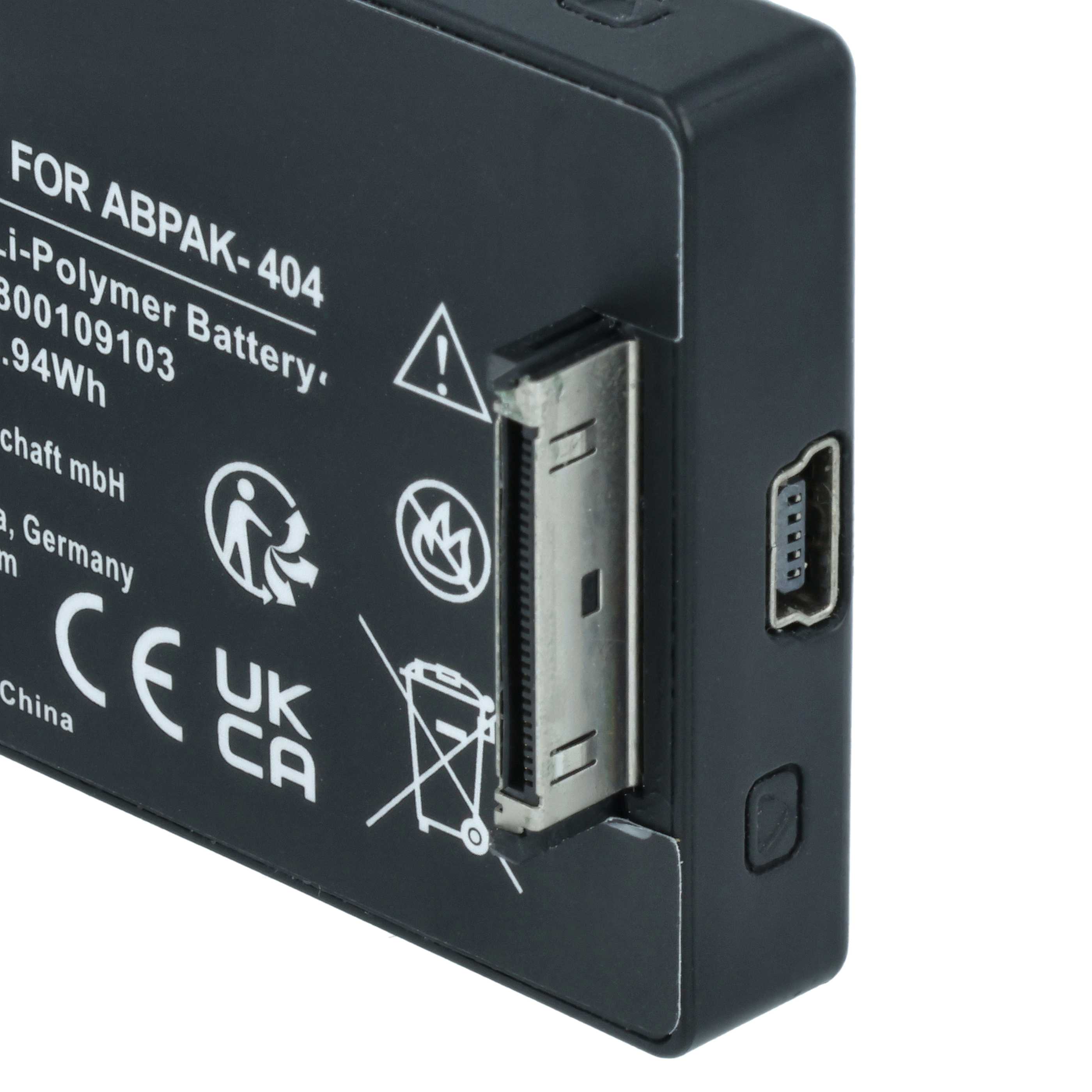 Videocamera Battery replaces GoPro ABPAK-404, BacPac 3661-093 - 1240 mAh 3.8 V Li-polymer
