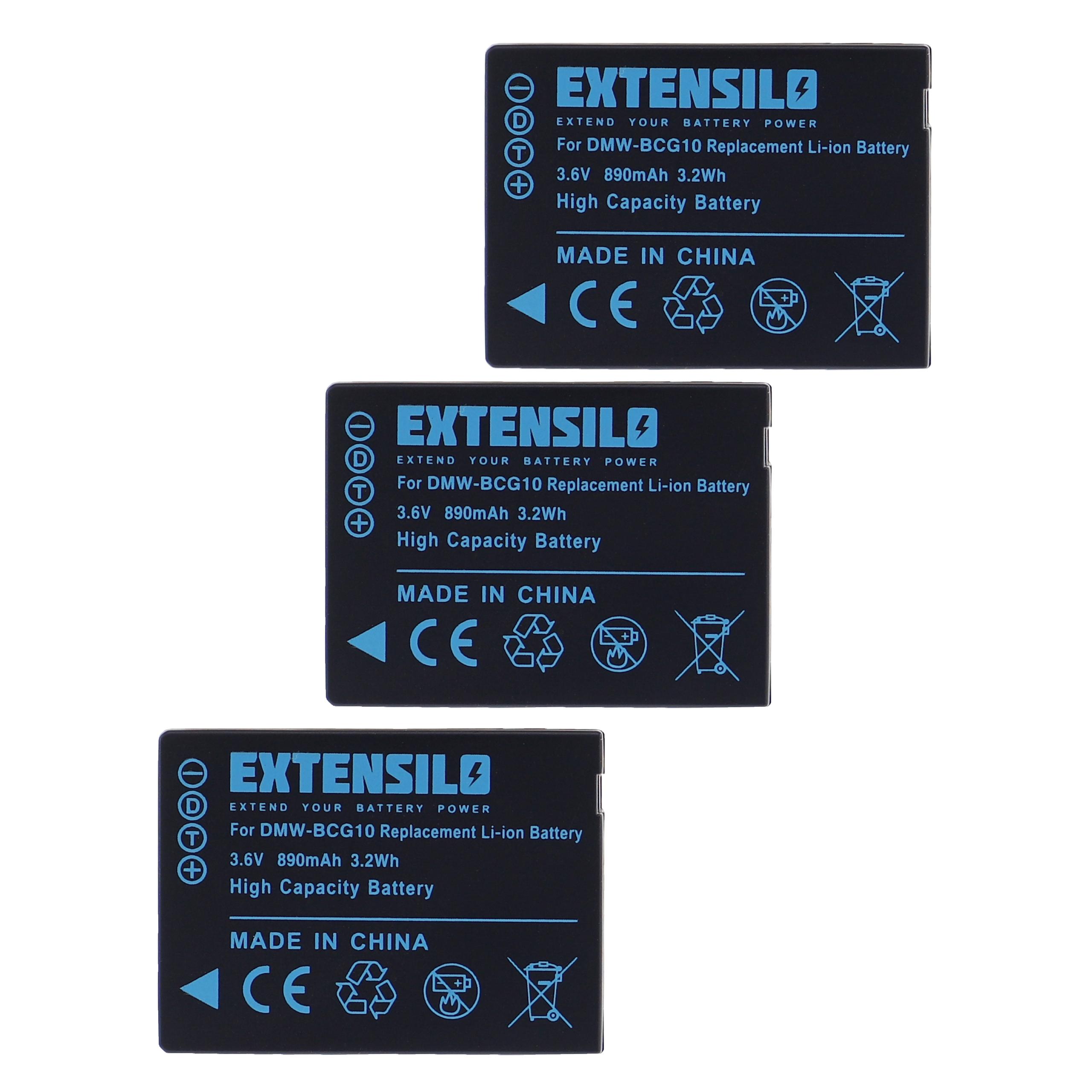 3x Battery replaces Leica BP-DC7, BP-DC7E - 890mAh, 3.6V, Li-Ion