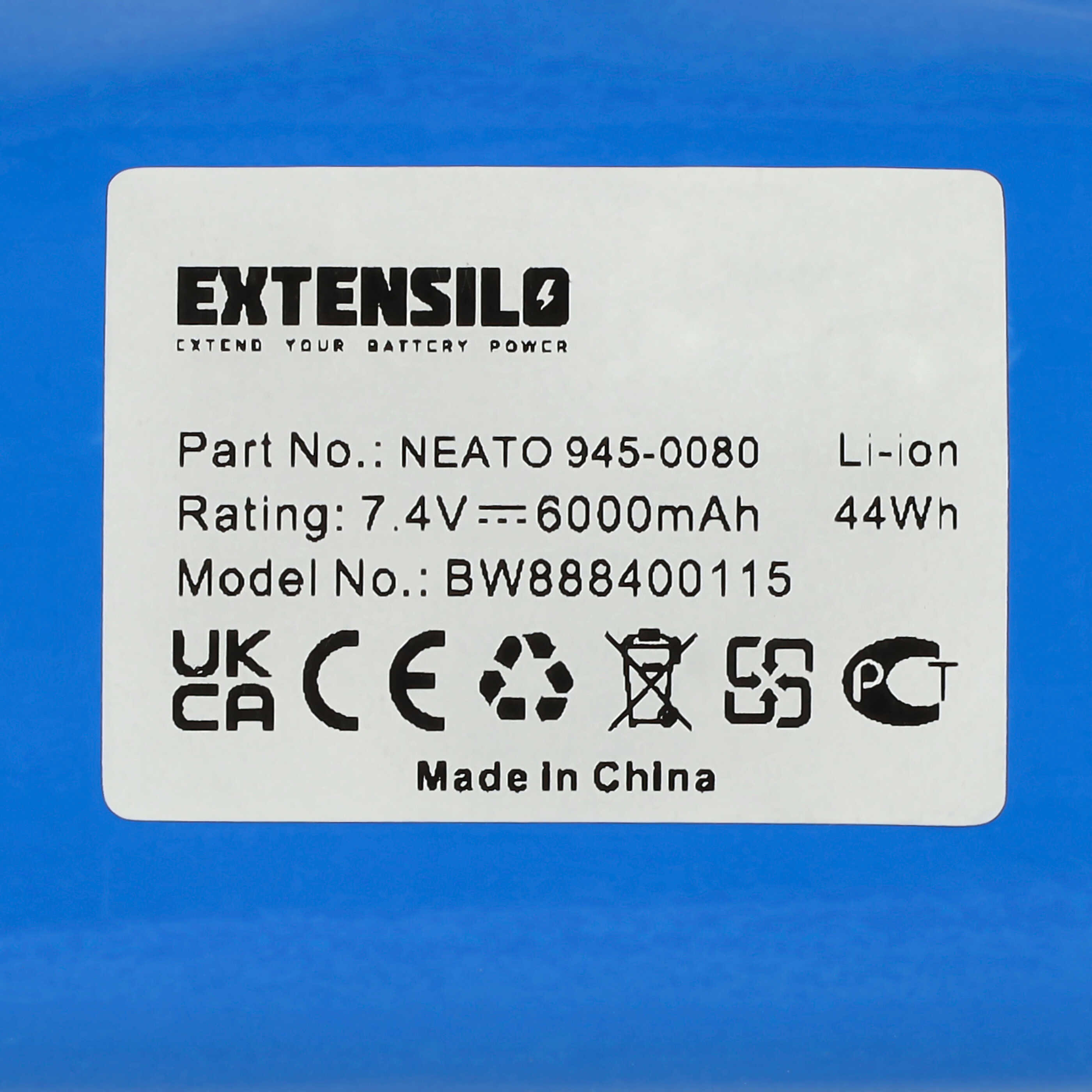 Batteria sostituisce Neato 945-0006, 205-0001, 945-0005 per aspirapolvere Neato - 6000mAh 7,4V Li-Ion