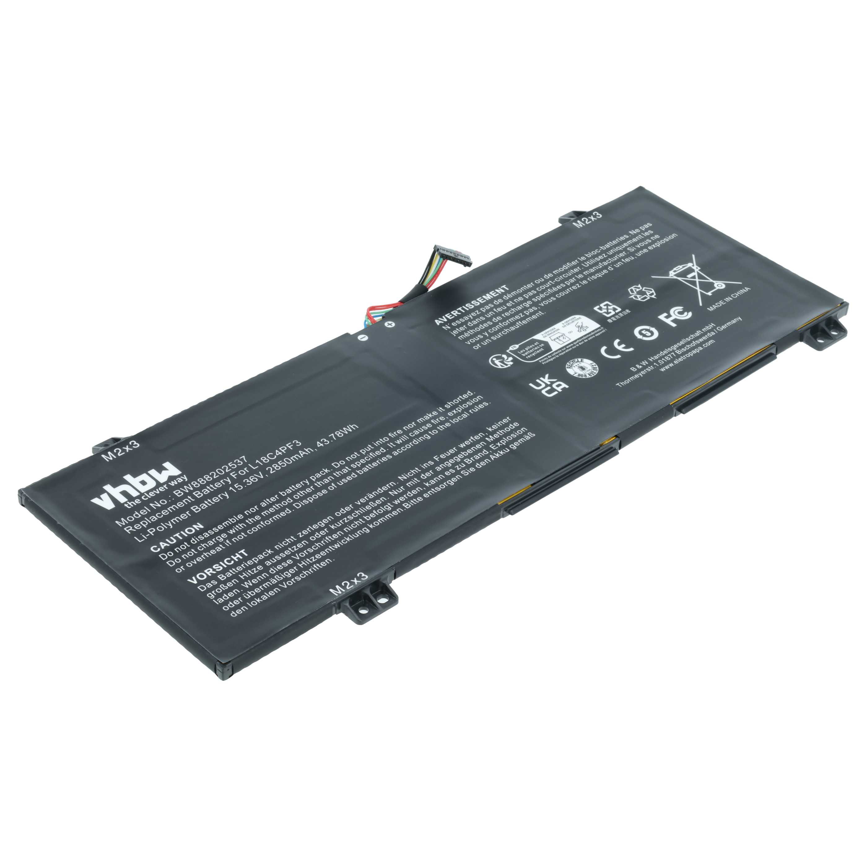 Batteria sostituisce Lenovo 5B10T09079, 5B10T09081, 5B10W67194 per notebook - 2850mAh 15,36V Li-Poly