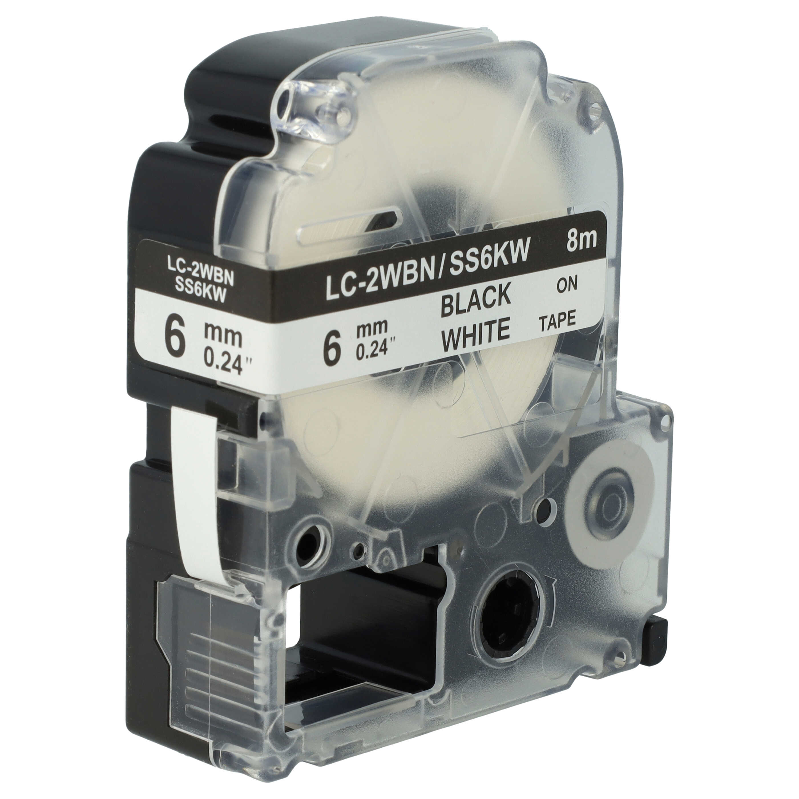 Label Tape as Replacement for Epson LC-2WBN - 6 mm Black to White