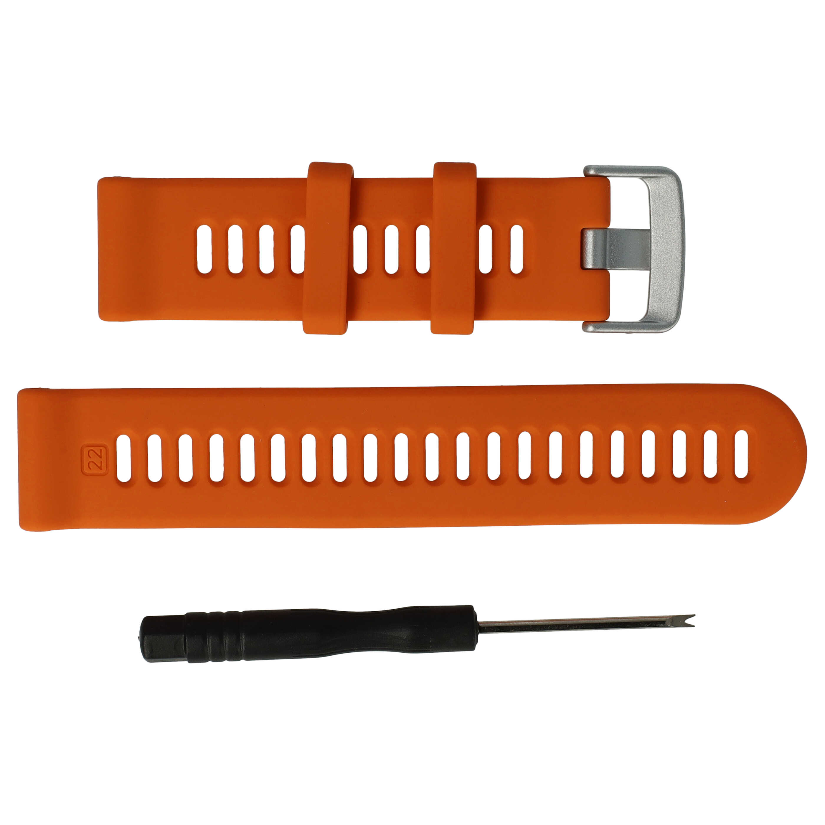 Bracelet pour montre intelligente Garmin Forerunner - 9 + 12,2 cm de long, 22mm de large, silicone, orange