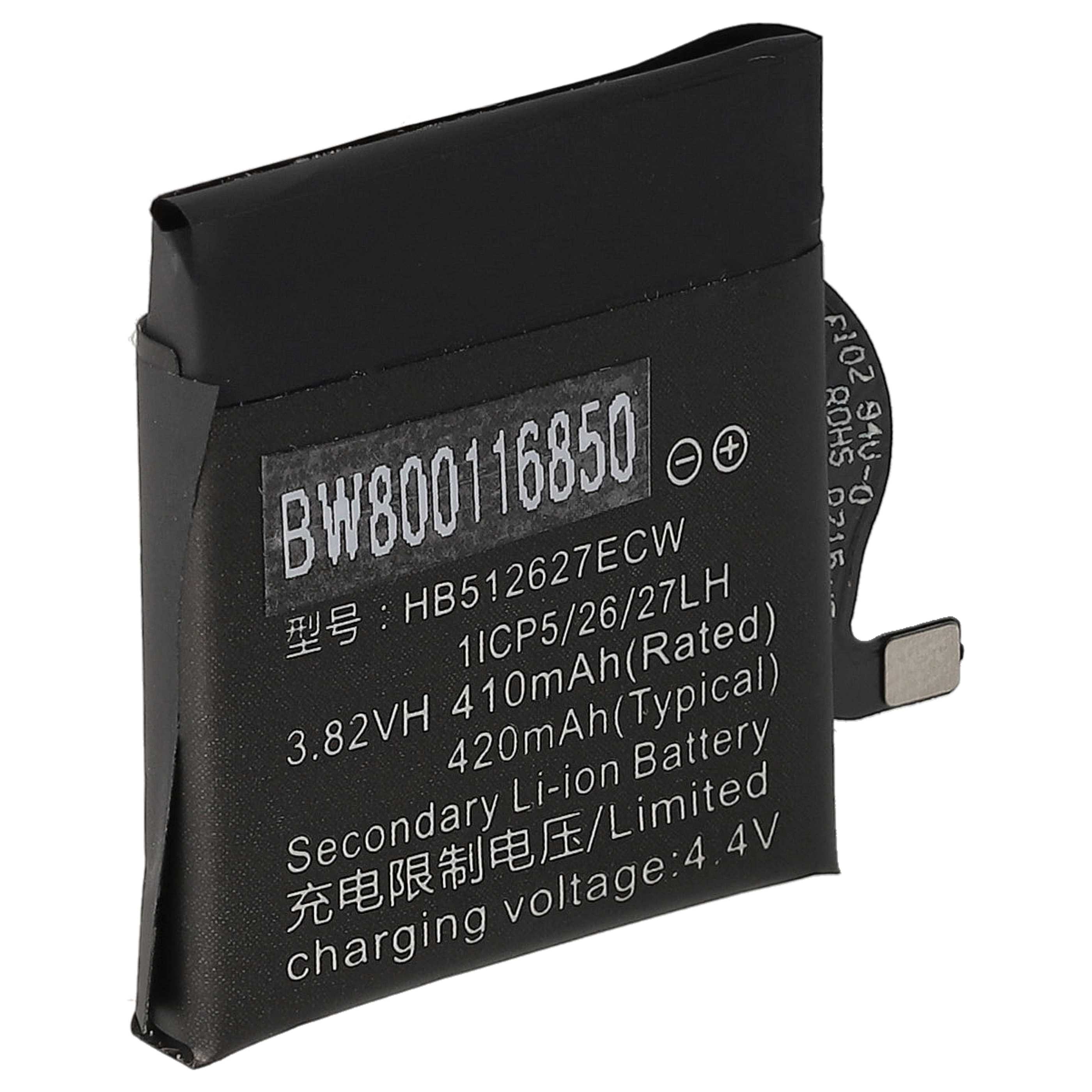 Batterie remplace Huawei HB512627ECW, 1ICP5/26/27 pour montre connectée - 410mAh 3,8V Li-polymère