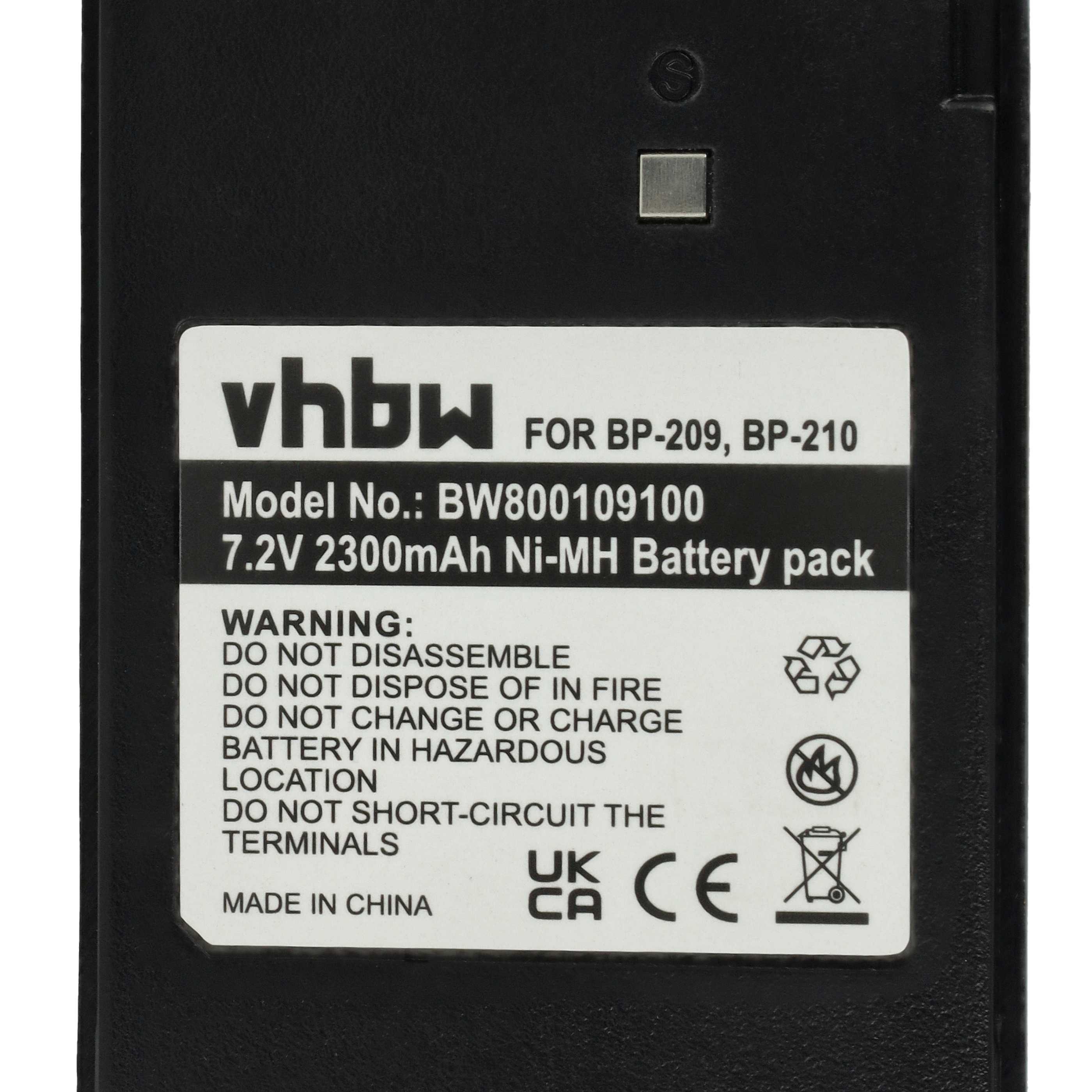 Radio 5x Battery replaces BP-209, BP-211, BP-210N, BP-209N, BP-210, BP-211N - 2300 mAh 7.2 V NiMH + Belt Clip