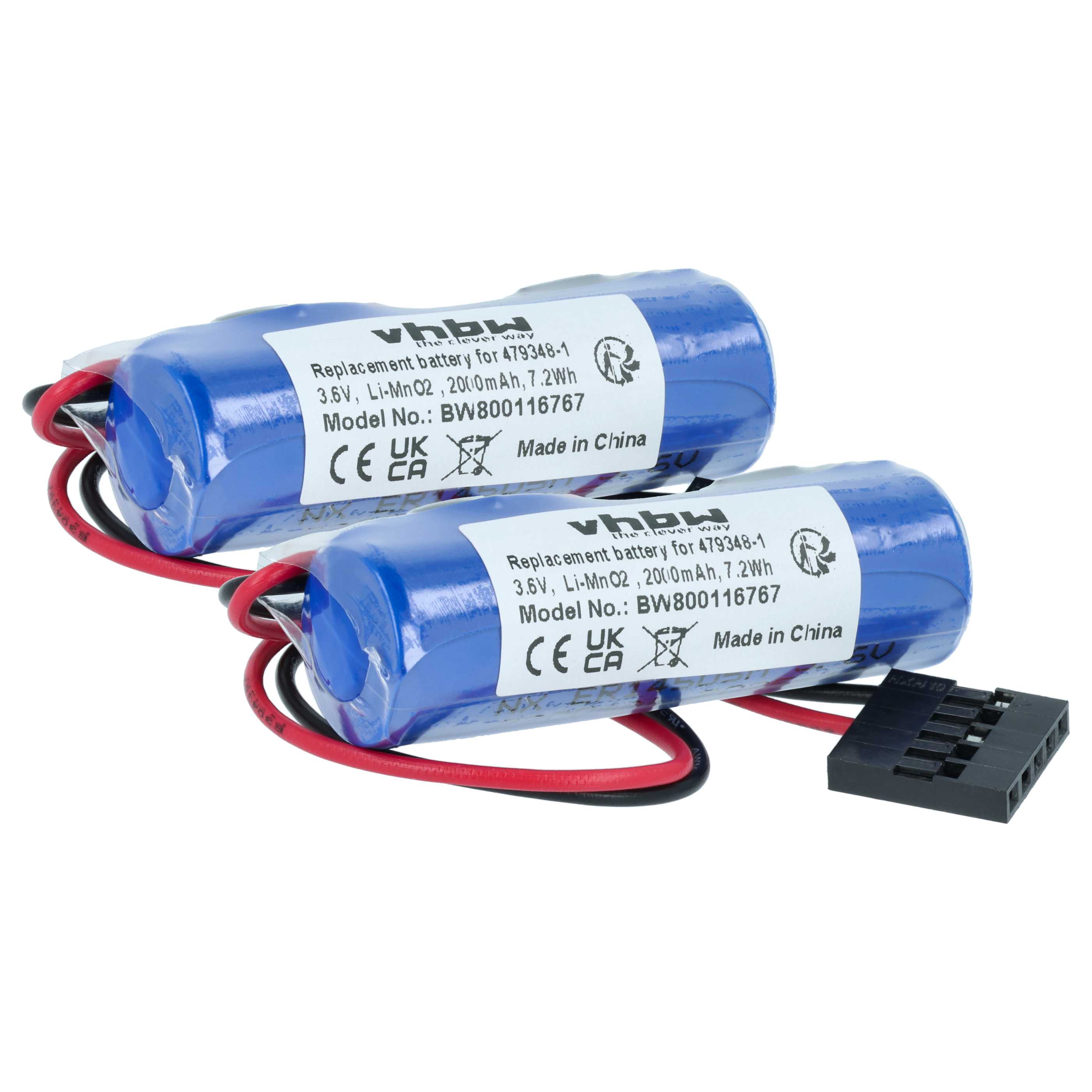 Steuereinheit-Batterie (2 Stück) als Ersatz für Toshiba ER6V, 479348-1 - 2000mAh 3,6V Li-MnO2