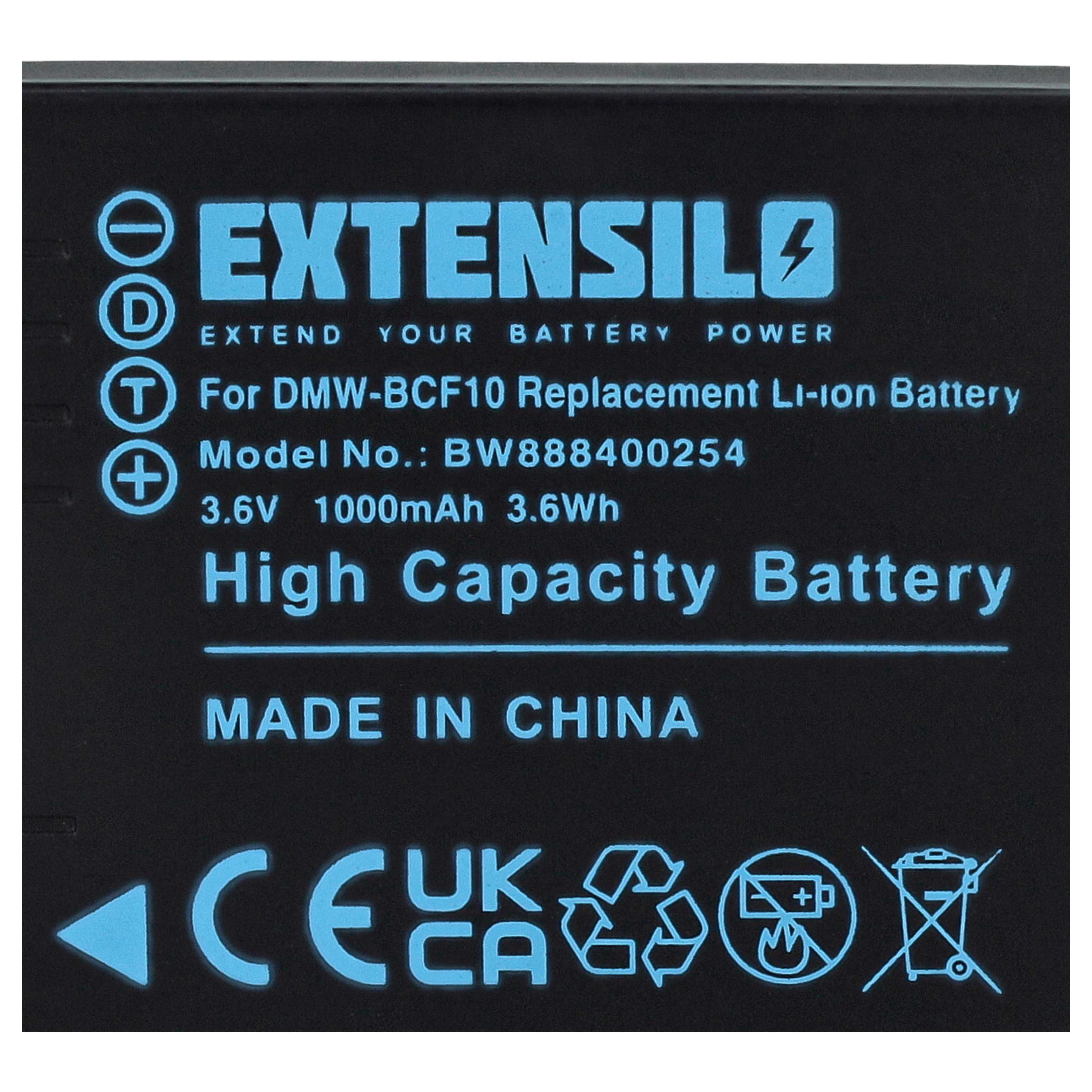 Battery replaces Panasonic CGA-S009E, CGA-S106C, CGA-S/106B, CGA-S/106C, CGA-S009 - 1000mAh, 3.7V, Li-Ion