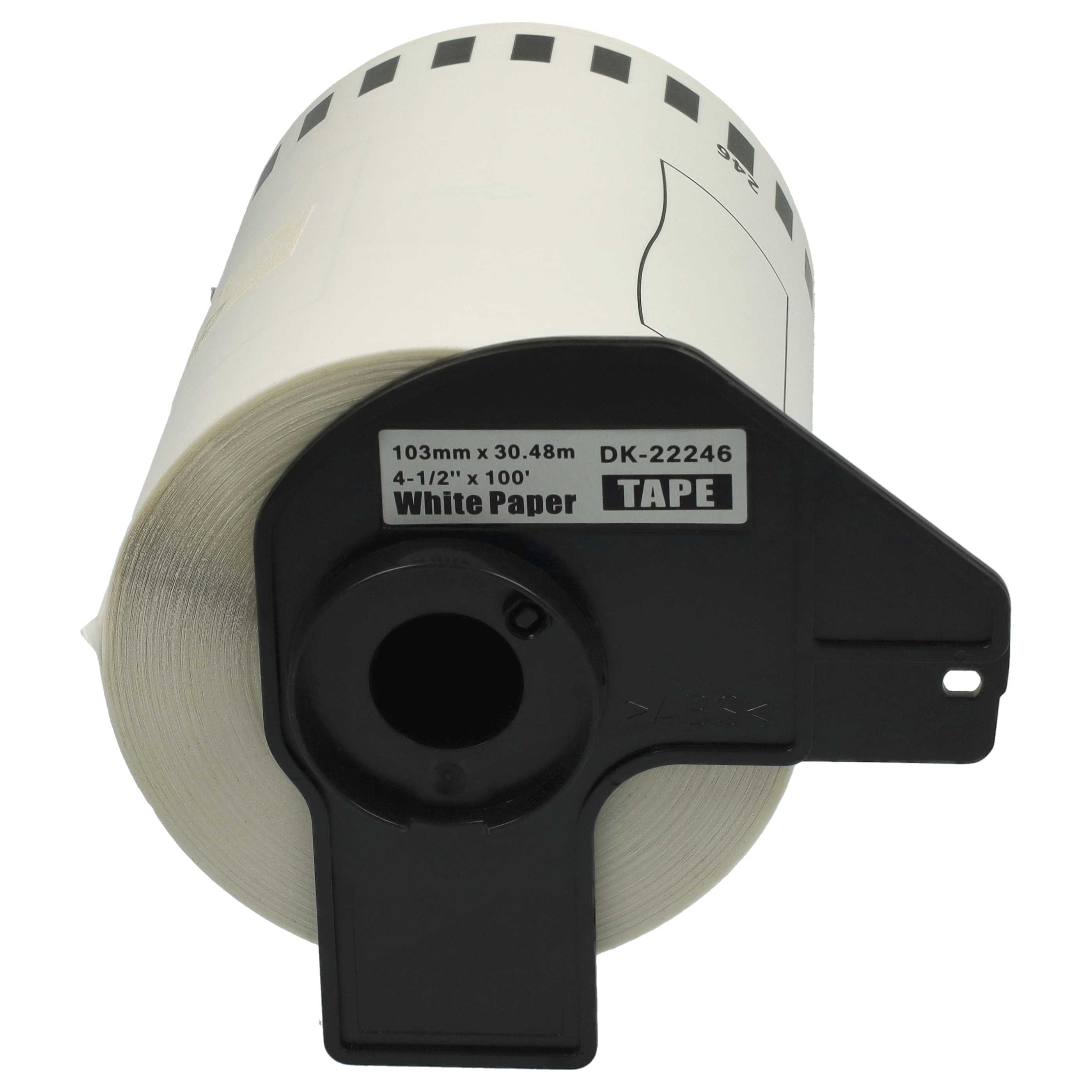 10x Label Roll replaces Brother DK-22246 for Labeller - Self-Adhesive 103 mm x 30.48 m + Holder