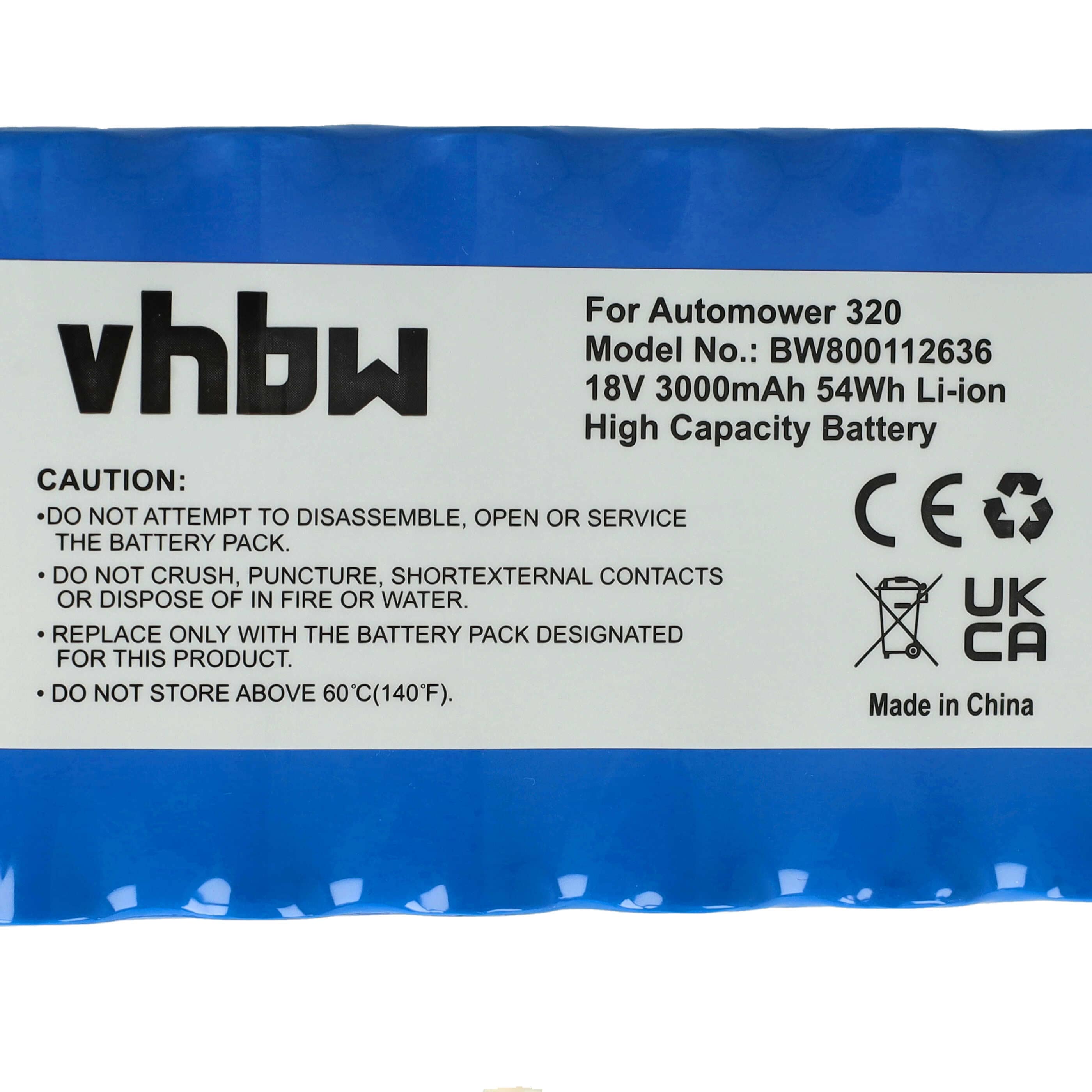 Lawnmower Battery Pack Replacement for Husqvarna 580 68 33-01, 580683301, 5806833-01 - 3000mAh 18V Li-Ion