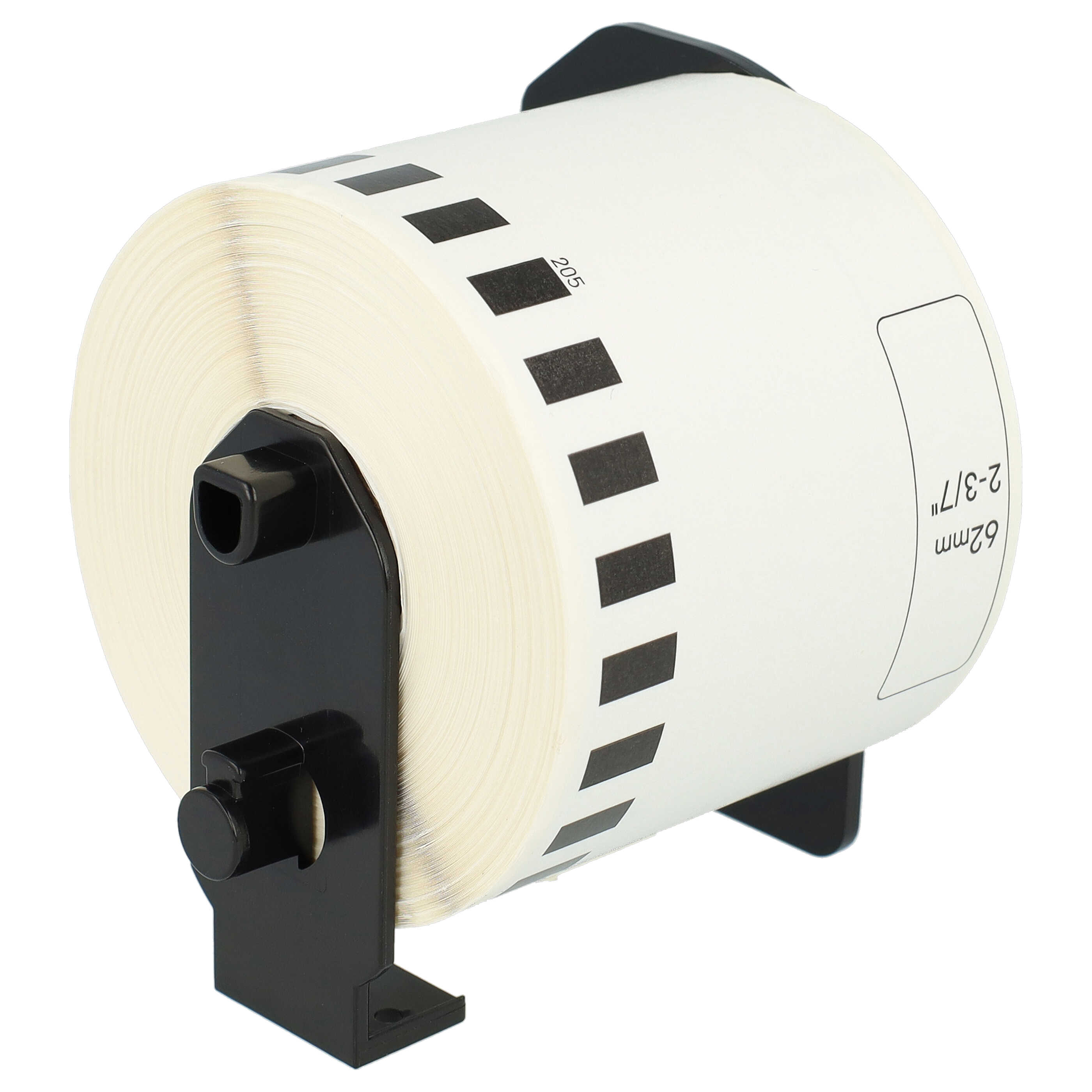 2x Label Roll replaces Brother DK-22205 Labeller - 62 mm x 30.48 m + Holder