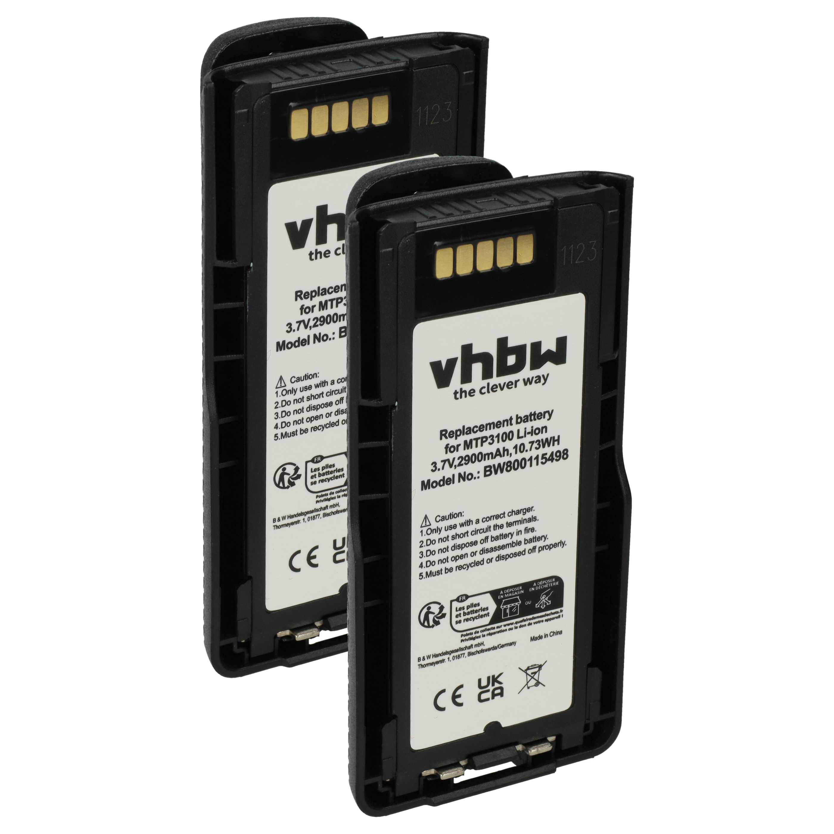 Radio 2x Battery replaces Motorola NNTN8020B, NNTN8020AC, NNTN8020A, NNTN8020 - 2900 mAh 3.7 V Li-Ion