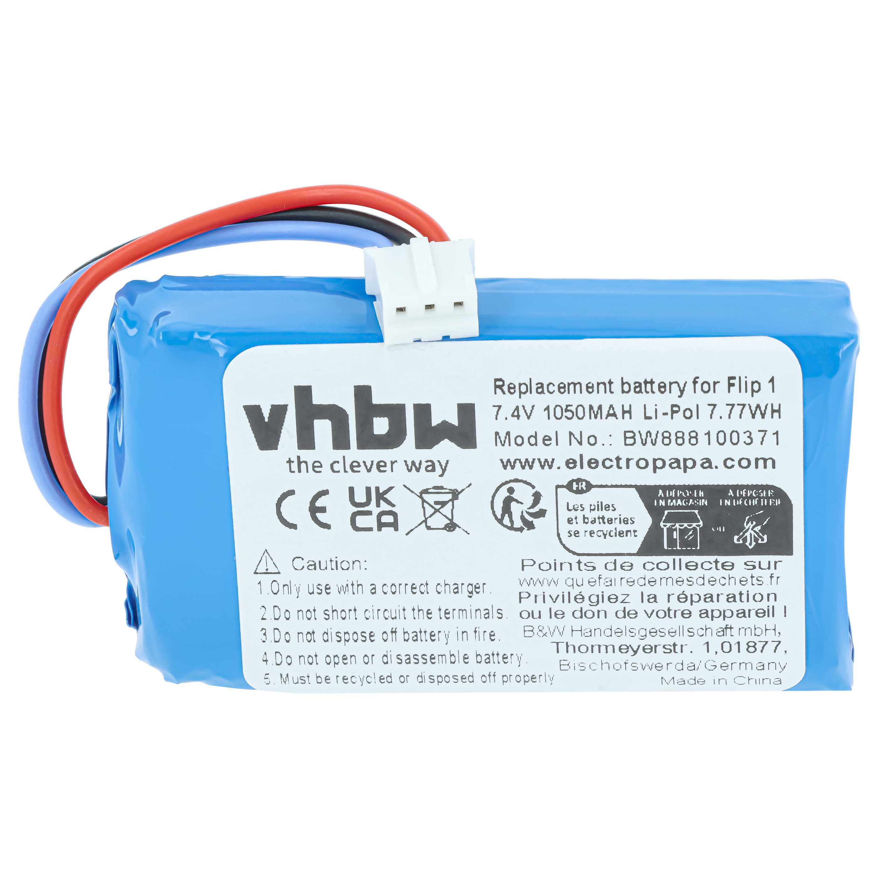 Batteria sostituisce JBL AEC653055-2S per altoparlanti - 1050mAh 7,4V Li-Poly