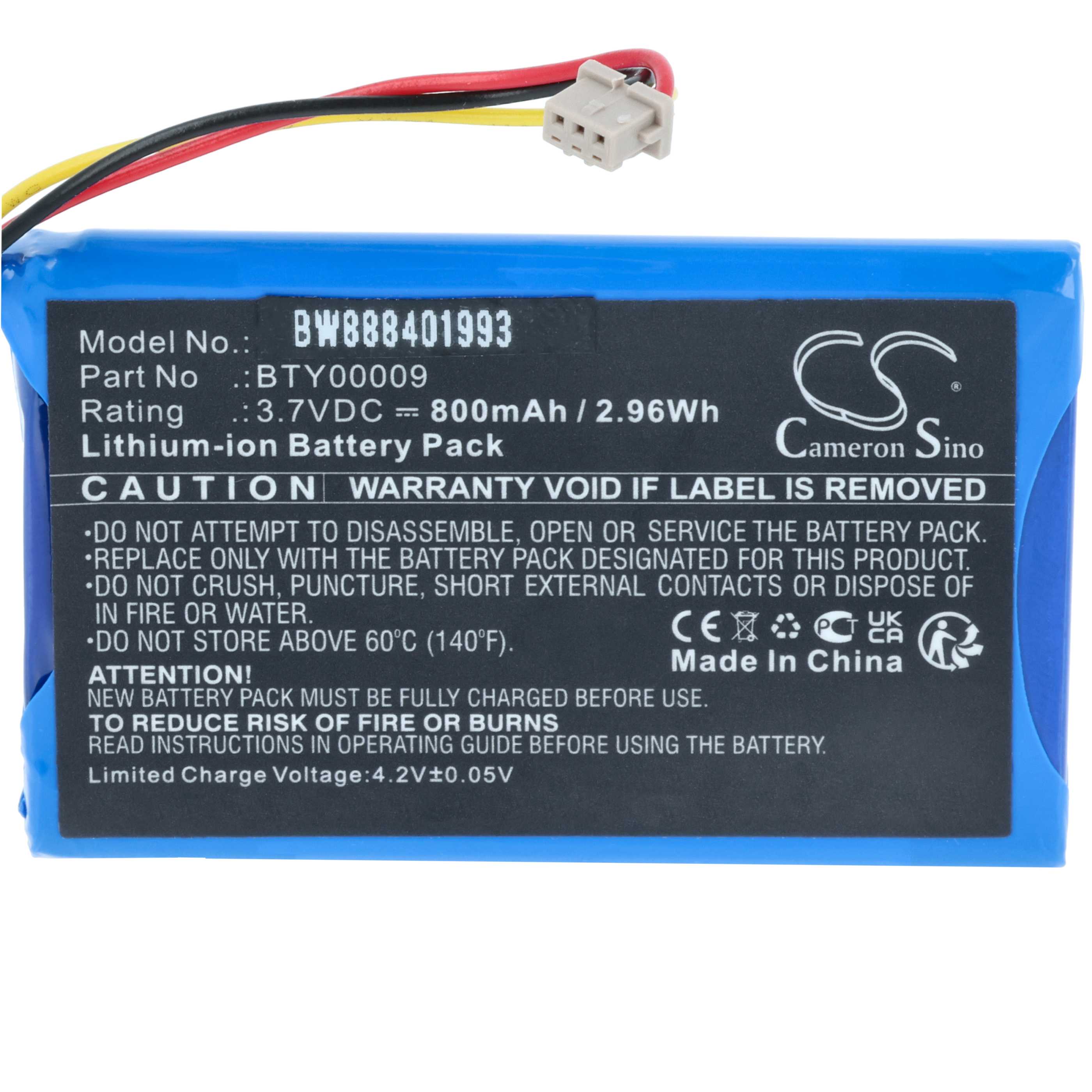 Card Reader 5x Battery replaces Ingenico BTY00009, FPS16020002419 - 800 mAh 3.7 V Li-Ion