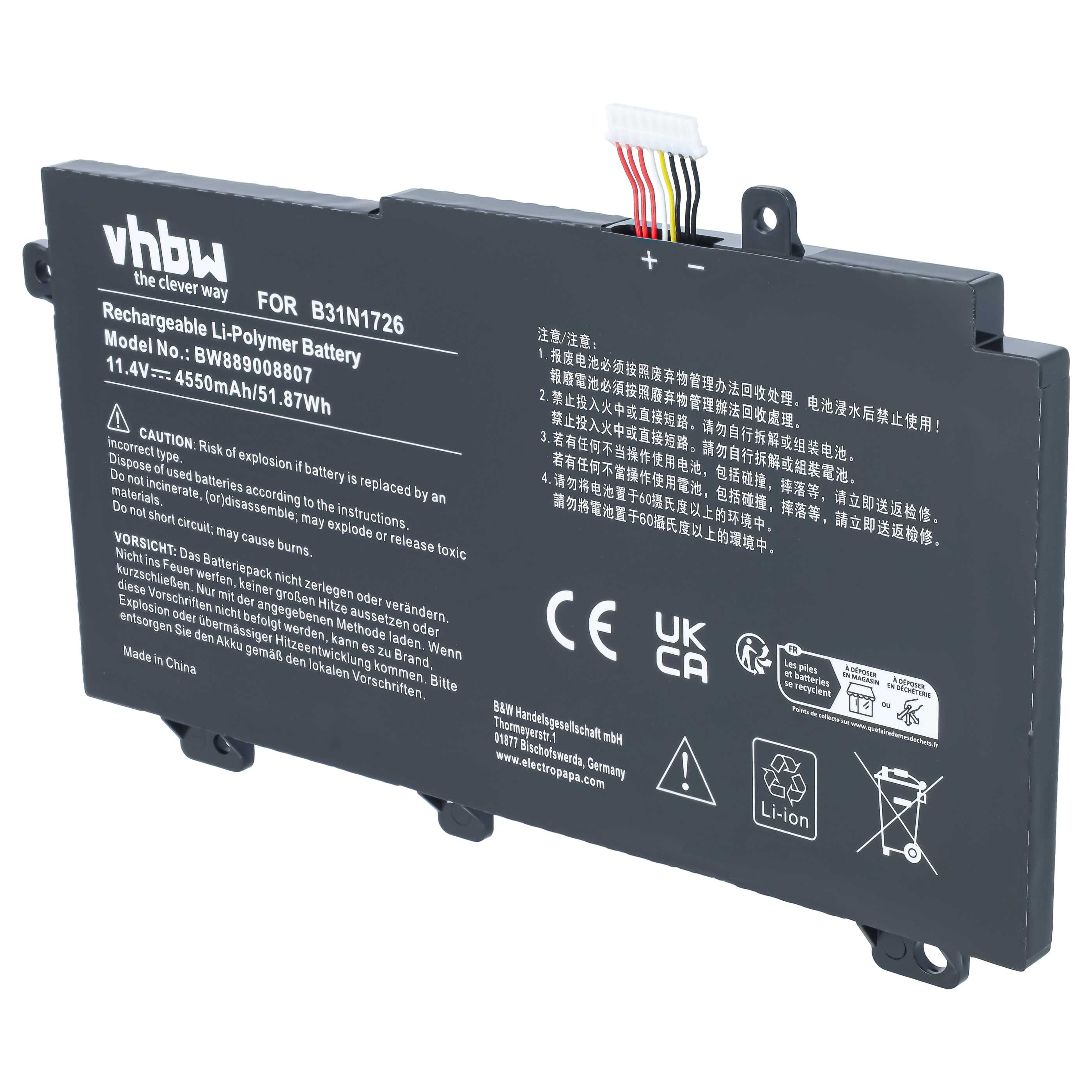 Notebook-Akku als Ersatz für Asus 0B200-02910000, 0B200-02910100 für Asus - 4550mAh 11,4V Li-Polymer