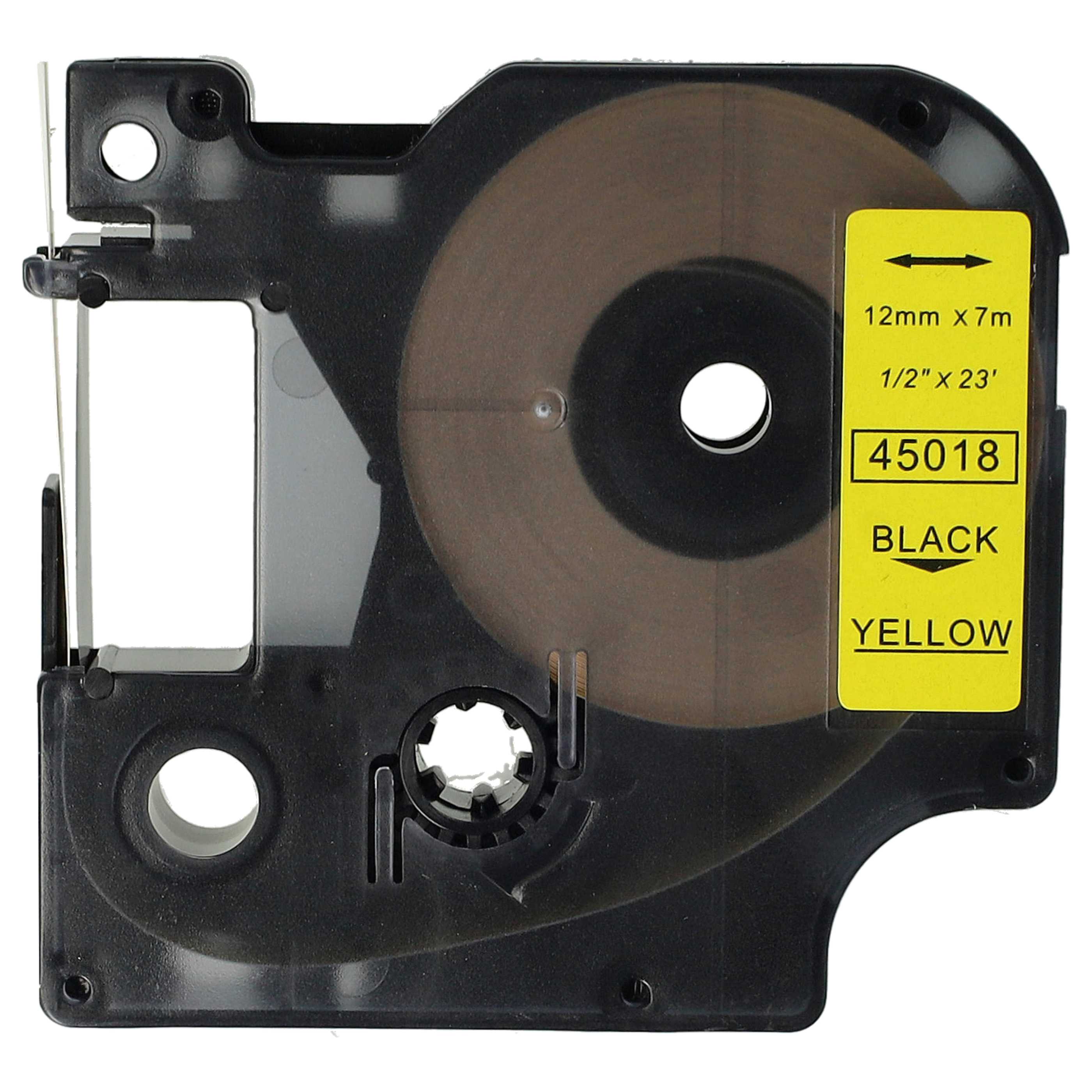 Label Tape as Replacement for Dymo D1, 45018 - 12 mm Black to Yellow