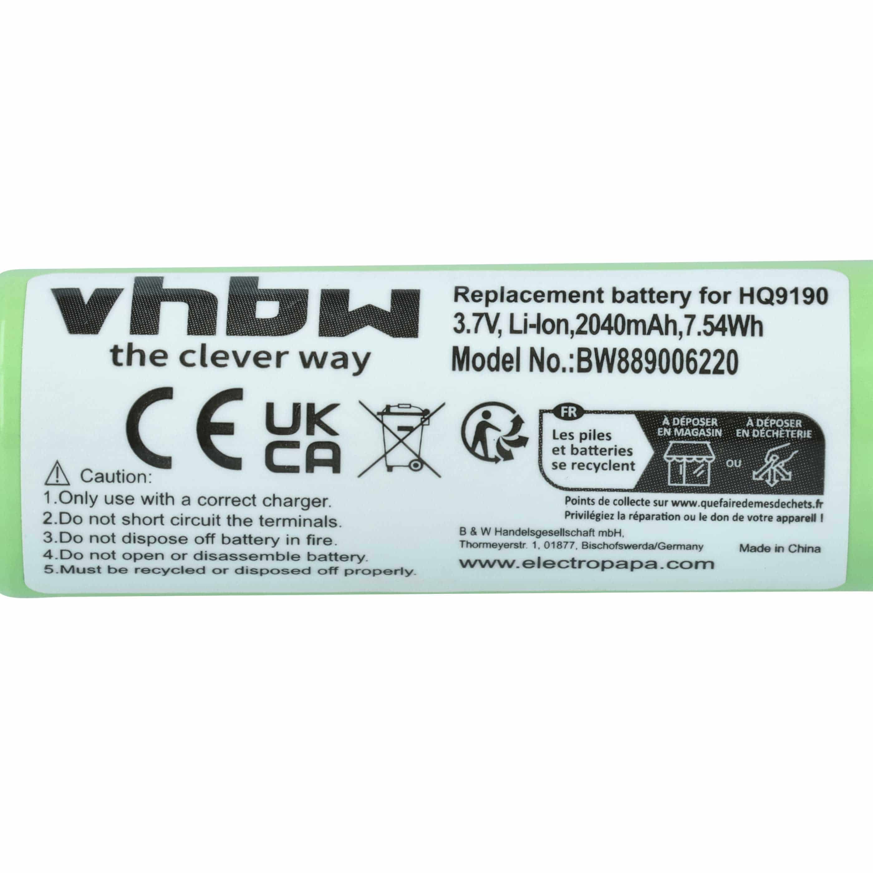 Akumulator do maszynki do strzyżenia zamiennik Philips 4222-036-06410, 036-11290 - 2040 mAh 3,7 V Li-Ion