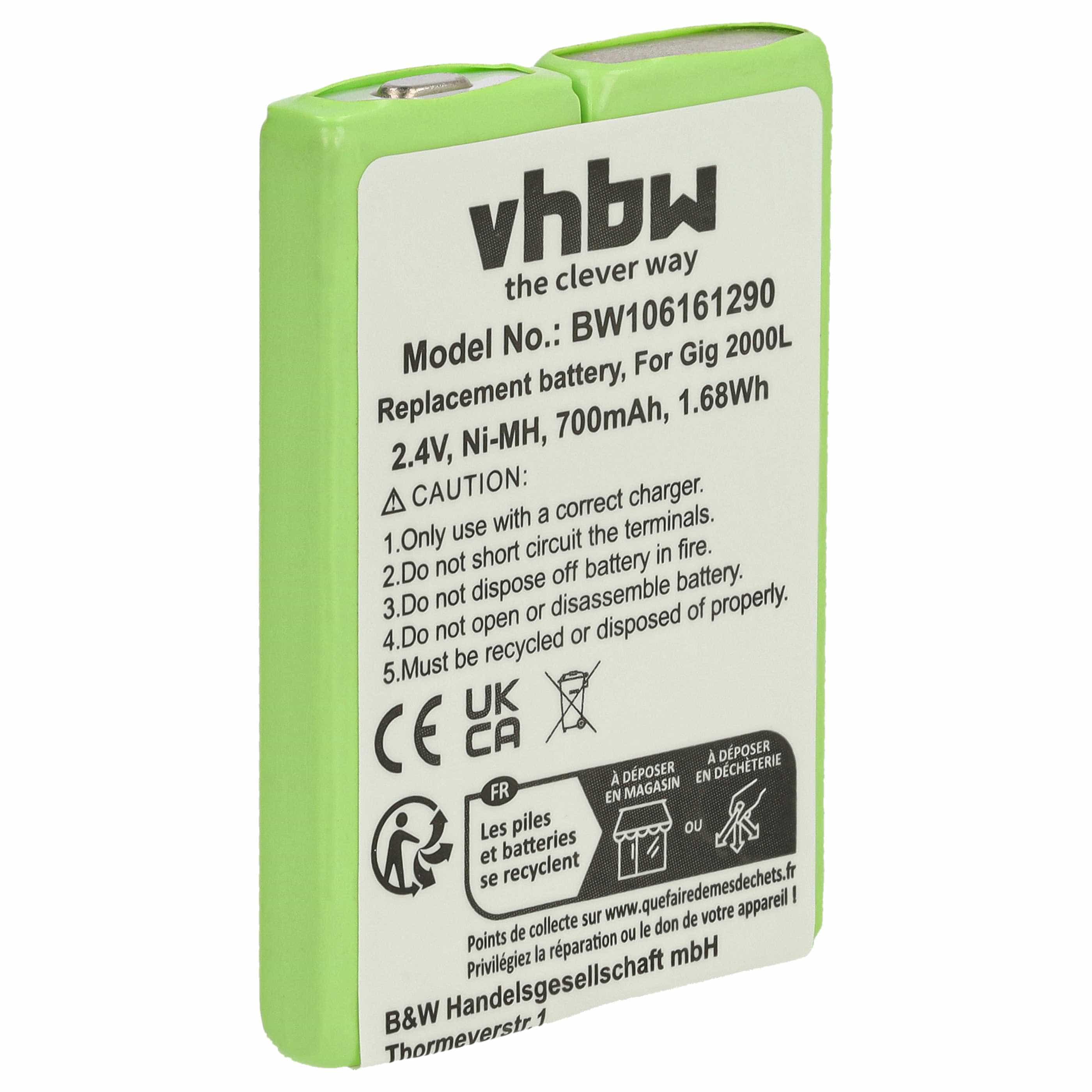 Batterie remplace 4506306, 4506.306, 8M2BZ, 7M2BZ pour téléphone Telekom / T-Sinus - 700mAh 2,4V NiMH