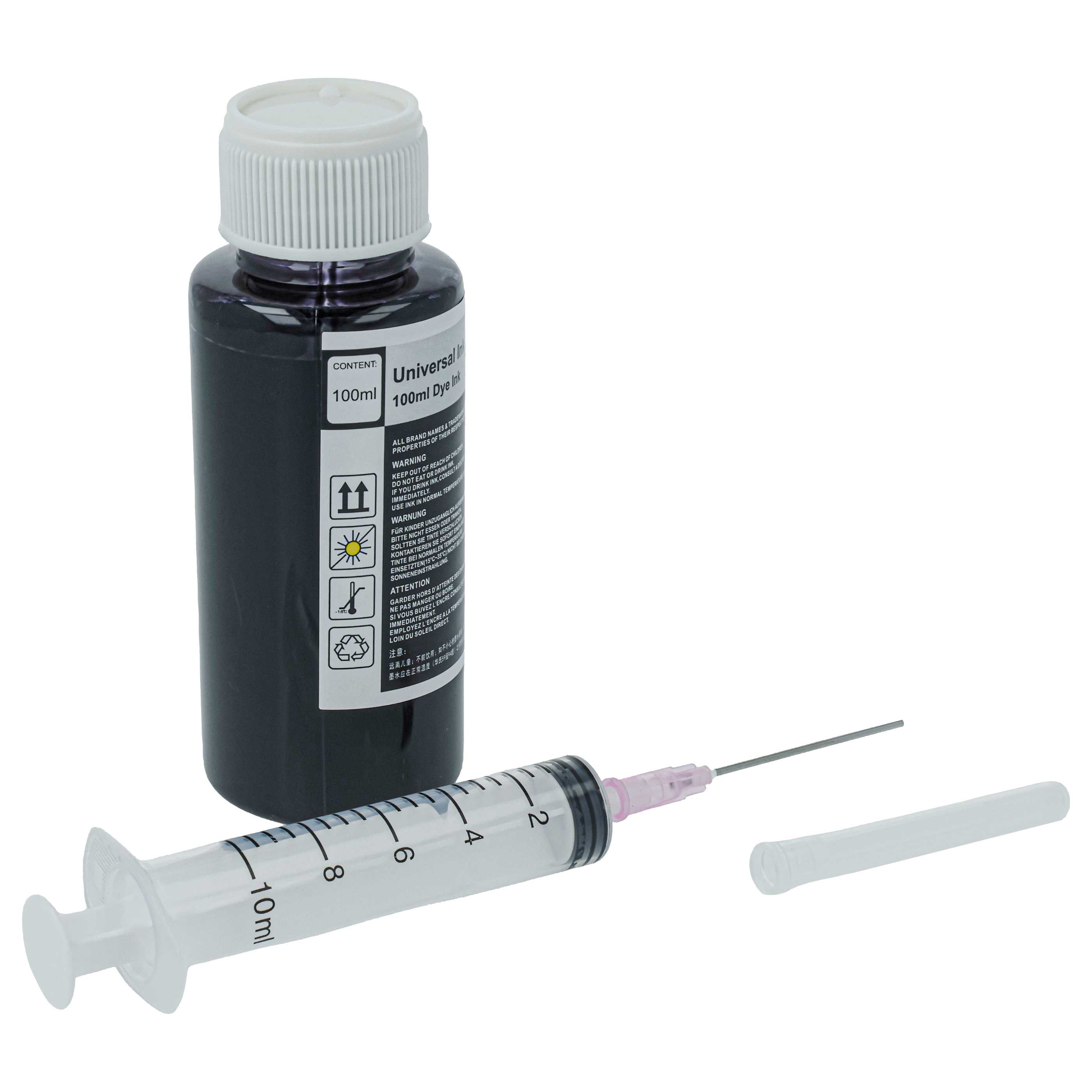 Refill Ink Black suitable for Epson, Brother, HP, Lexmark Printer etc., 100 ml