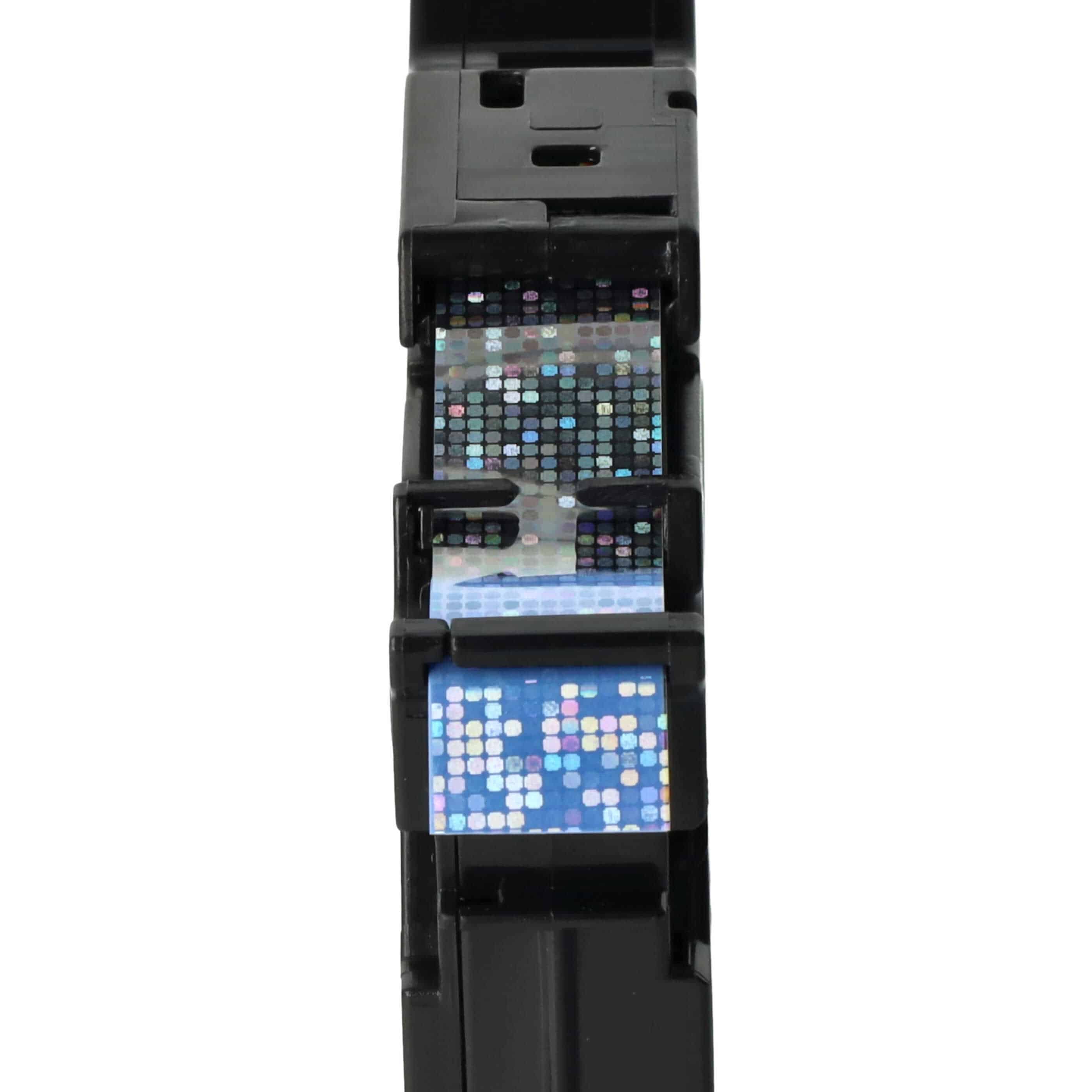 Label Tape replaces Brother TZE-531L1 - 12 mm Black to Blue (Glitter)