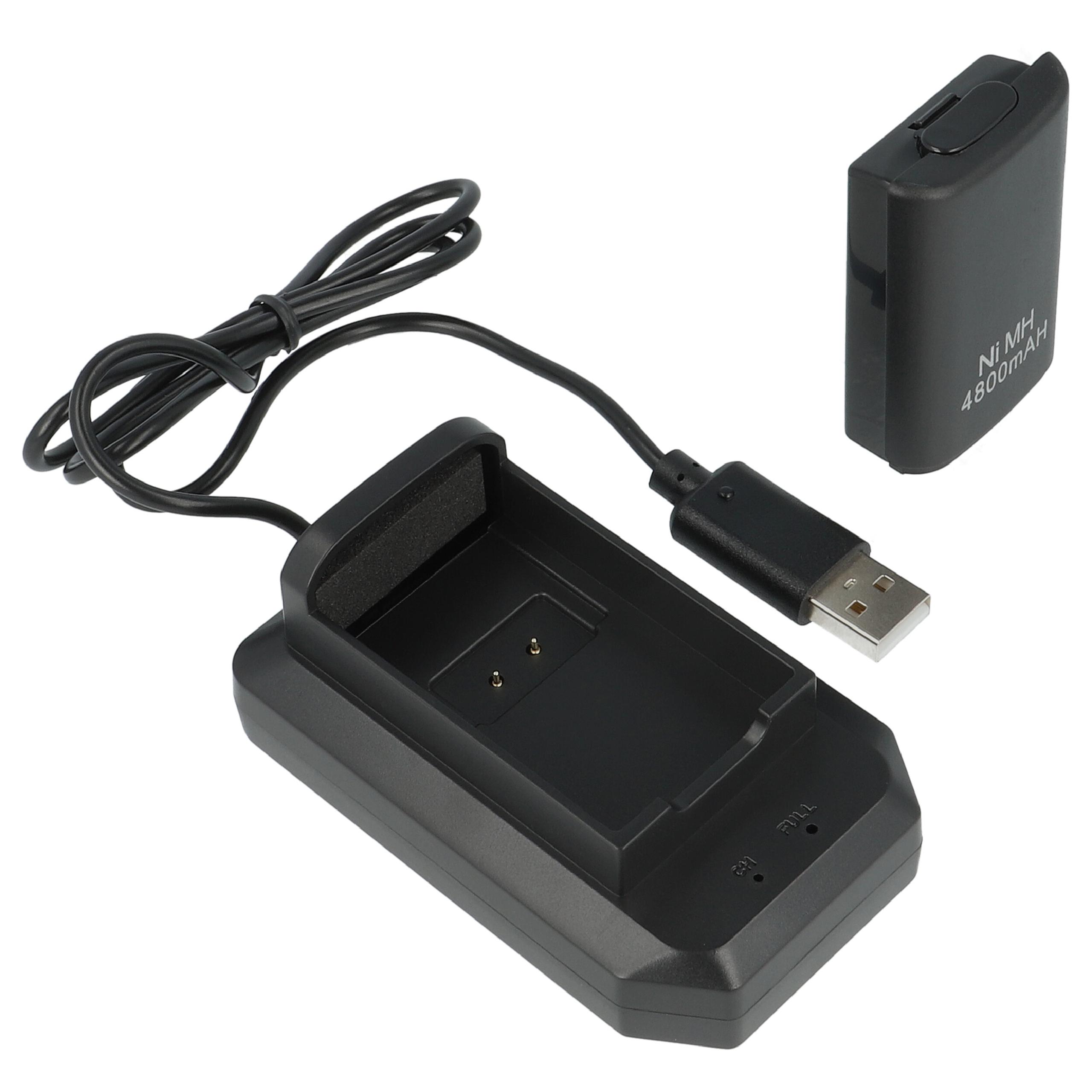 Batterie pour Microsoft Xbox 360 manette pour manette - 4800mAh 2,4V NiMH