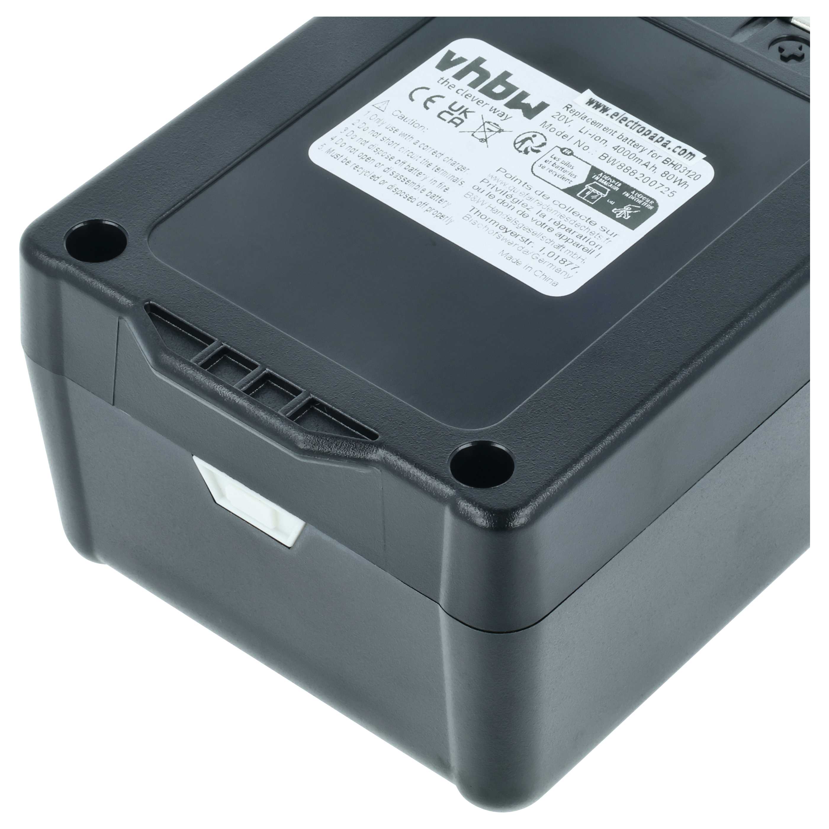 Akku als Ersatz für Hoover BH03120, BH03100, 440005973, 440005966, 44139 für Hoover Staubsauger - 4000mAh 20V Li-Ion