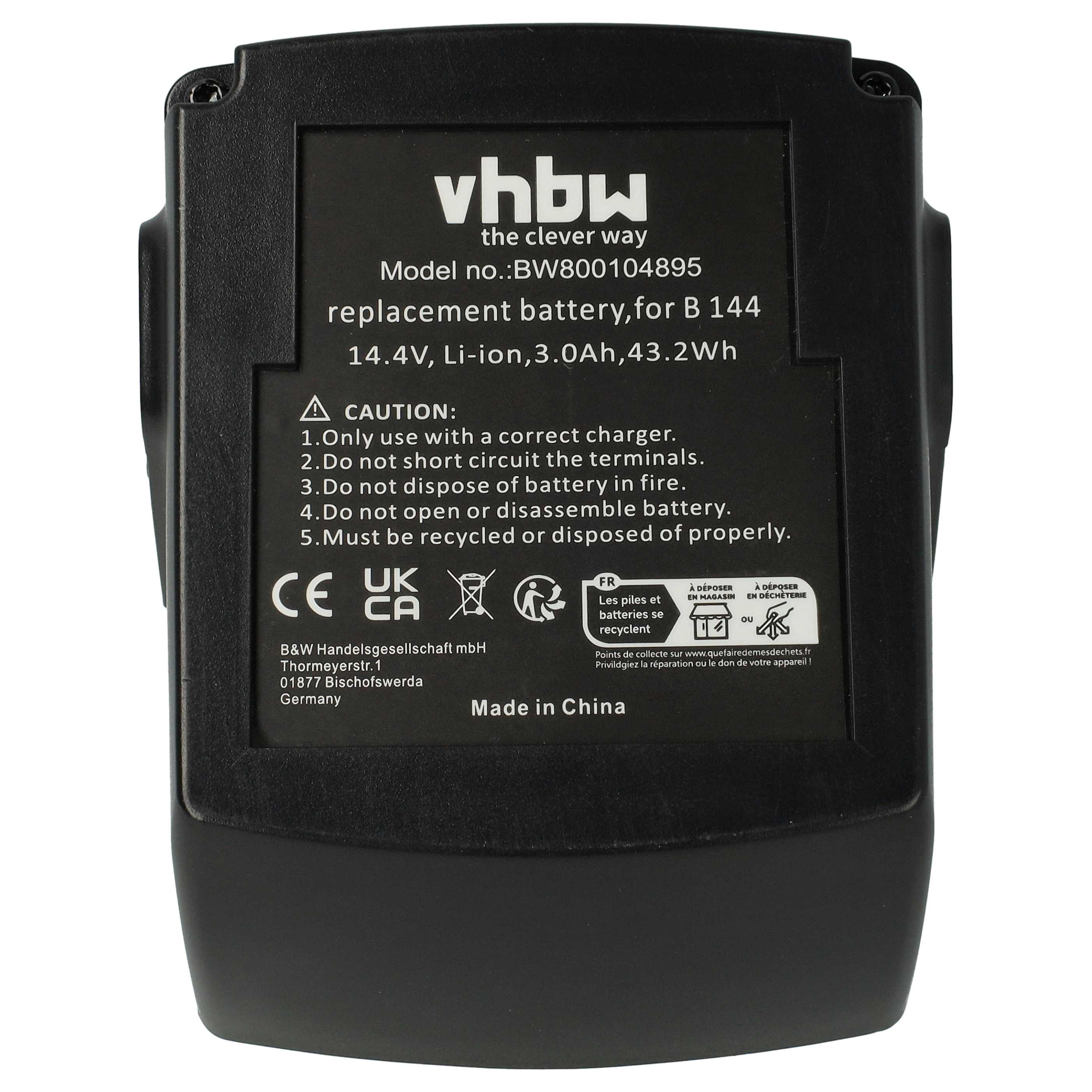 Batteria sostituisce Hilti 273114, YTB327, B144, B 144/2.6, B144 Li-Ion per attrezzo - 3Ah 14,4V Li-Ion