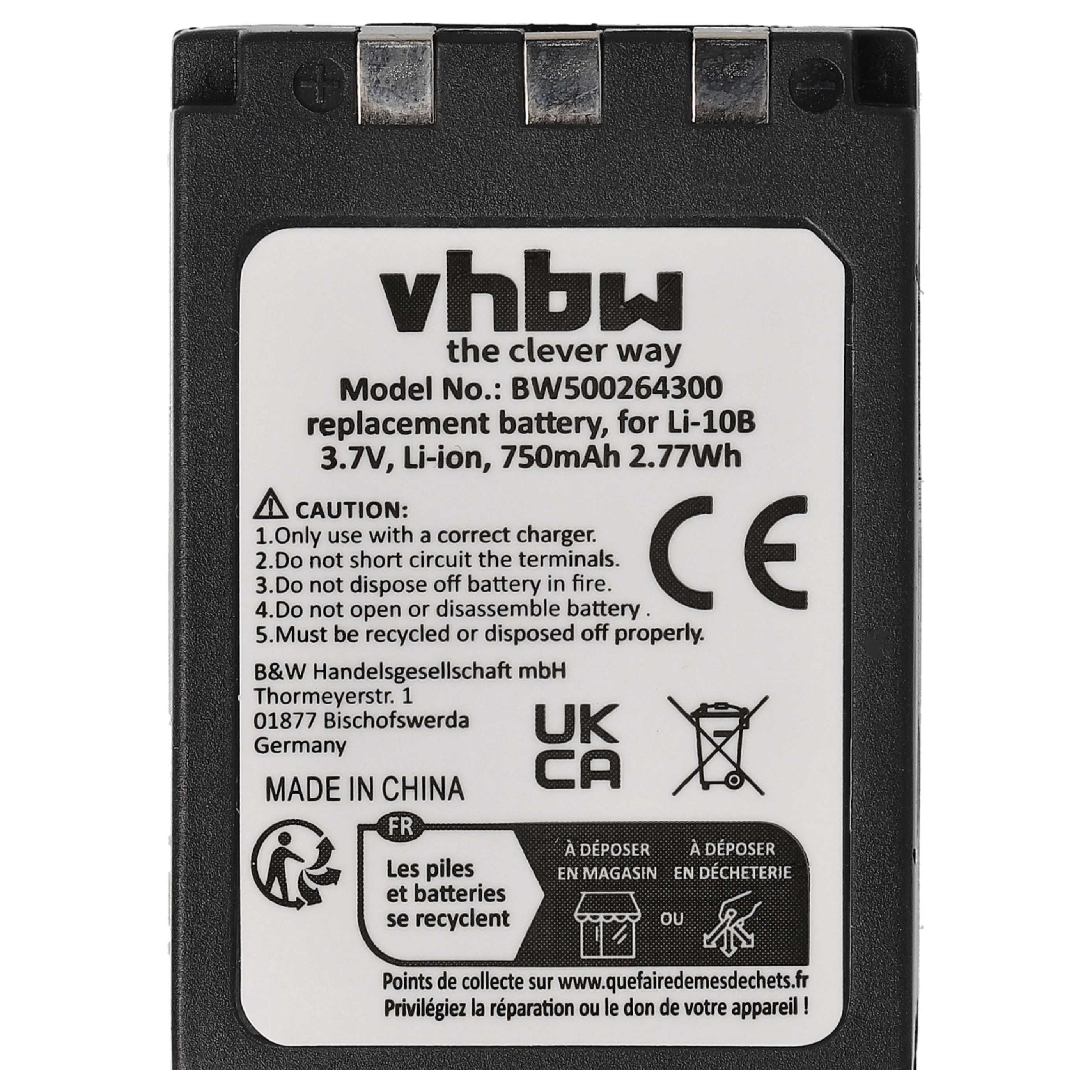 3x Battery replaces Olympus Li-12B, Li-10B - 750mAh, 3.7V, Li-Ion