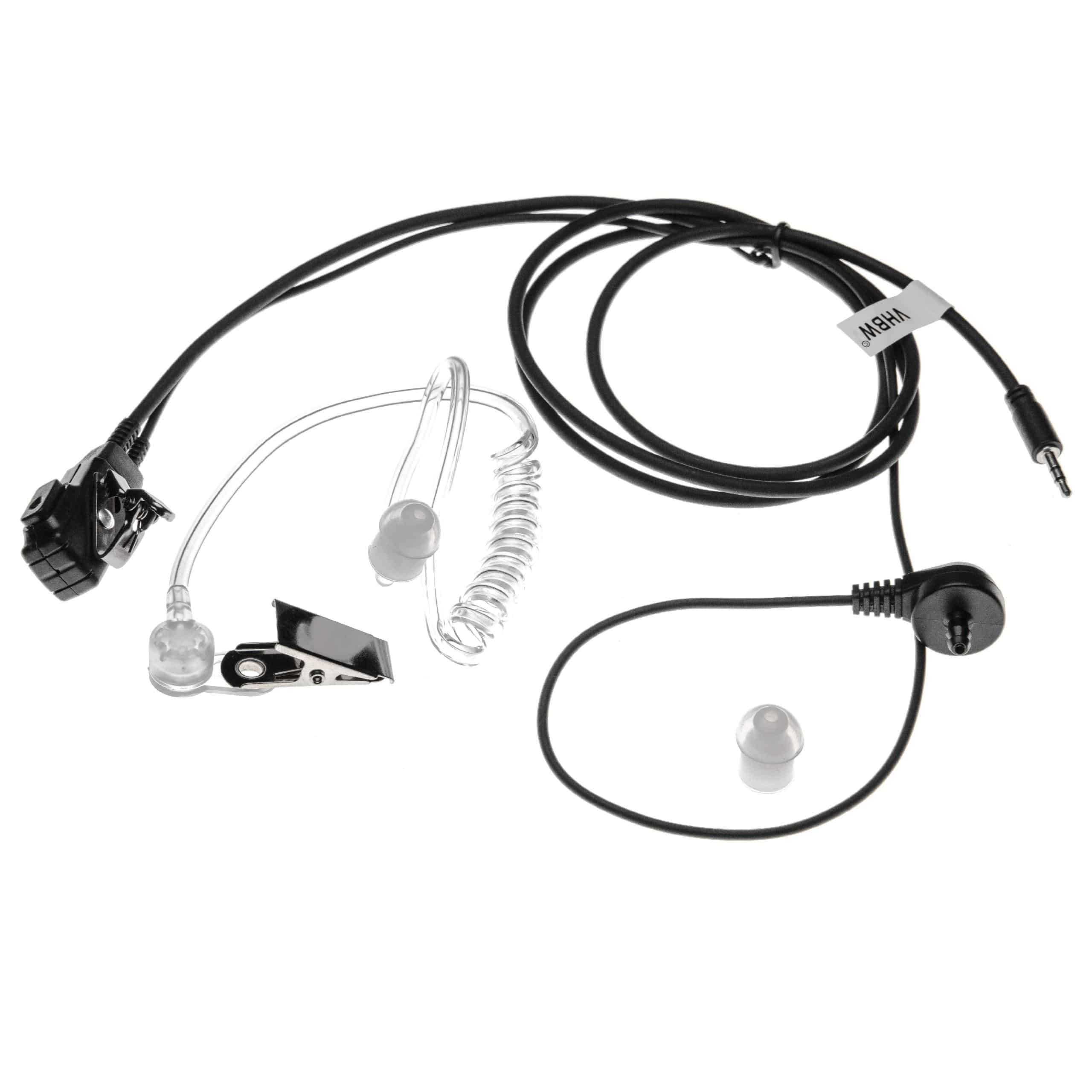 Security Radio Headset suitable for Cobra PR240 - with PTT Microphone + Clip Mount + phonowire
