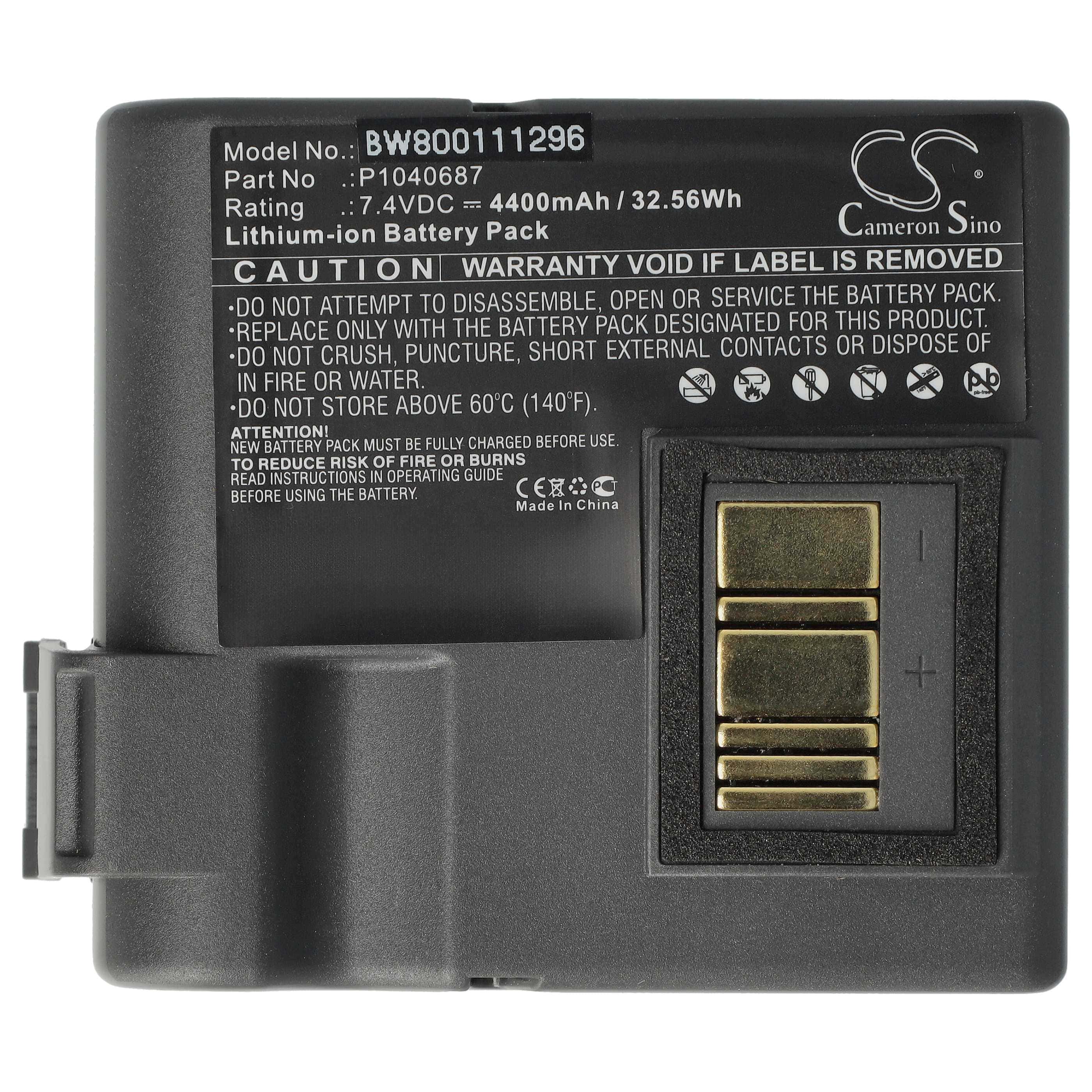 Printer 5x Battery replaces Zebra BTRY-MPP-68MA1-01, P1050667-016, P1040687 - 4400 mAh 7.4 V Li-Ion