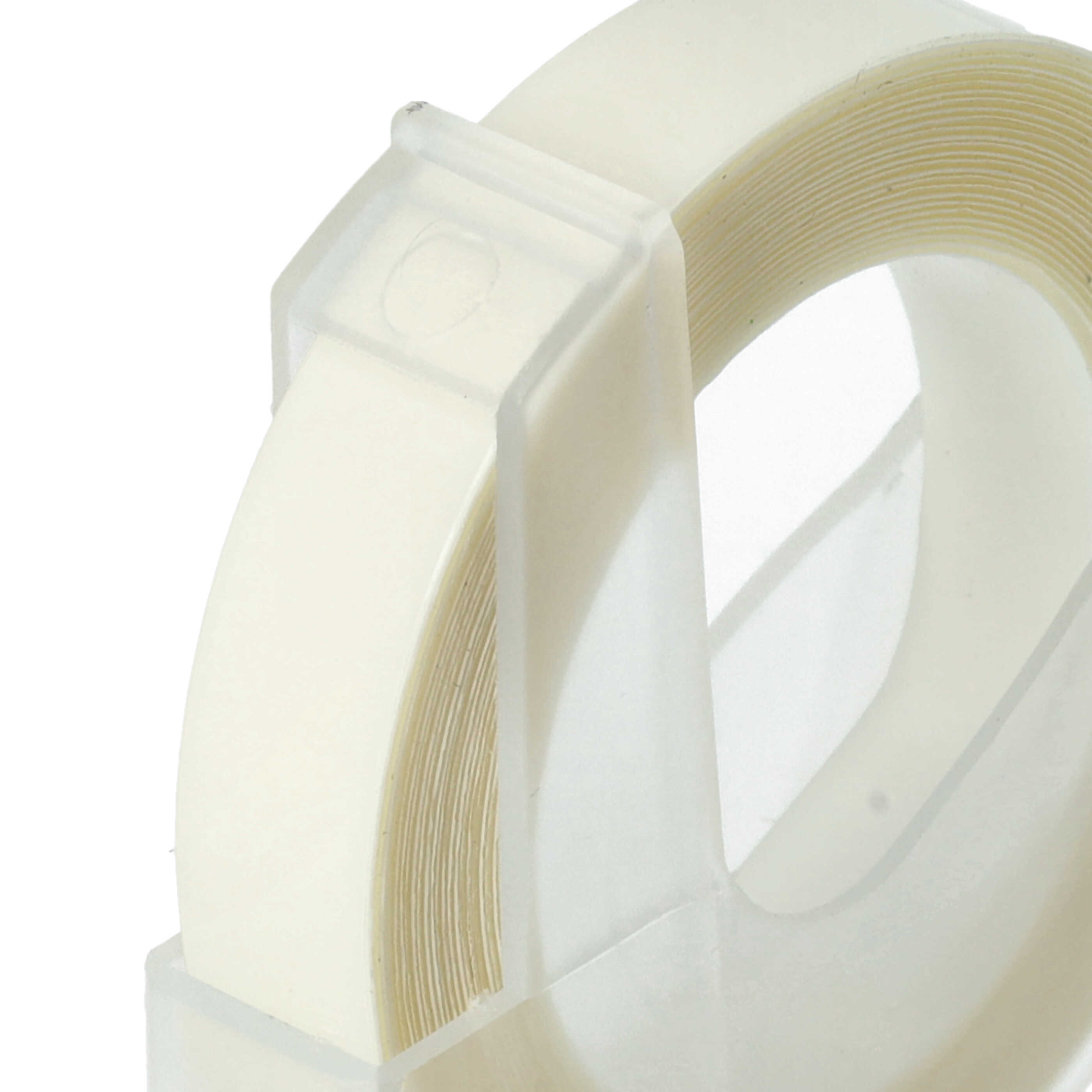 3D Embossing Label Tape as Replacement for Dymo 0898100, S0898100, 520101 - 9 mm White to Transparent
