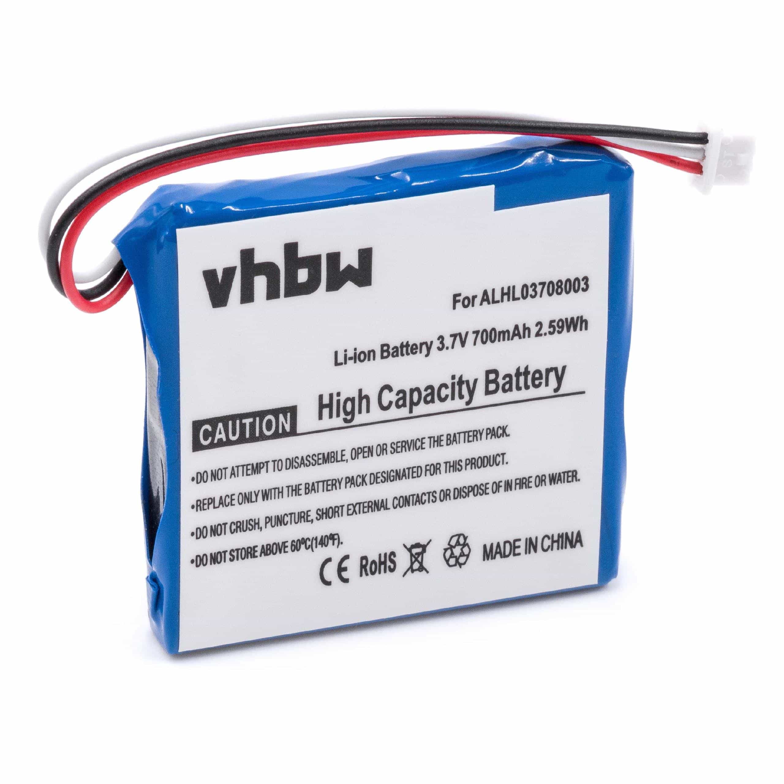 Batterie remplace TomTom ALHL03708003 pour navigation GPS - 700mAh 3,7V Li-ion