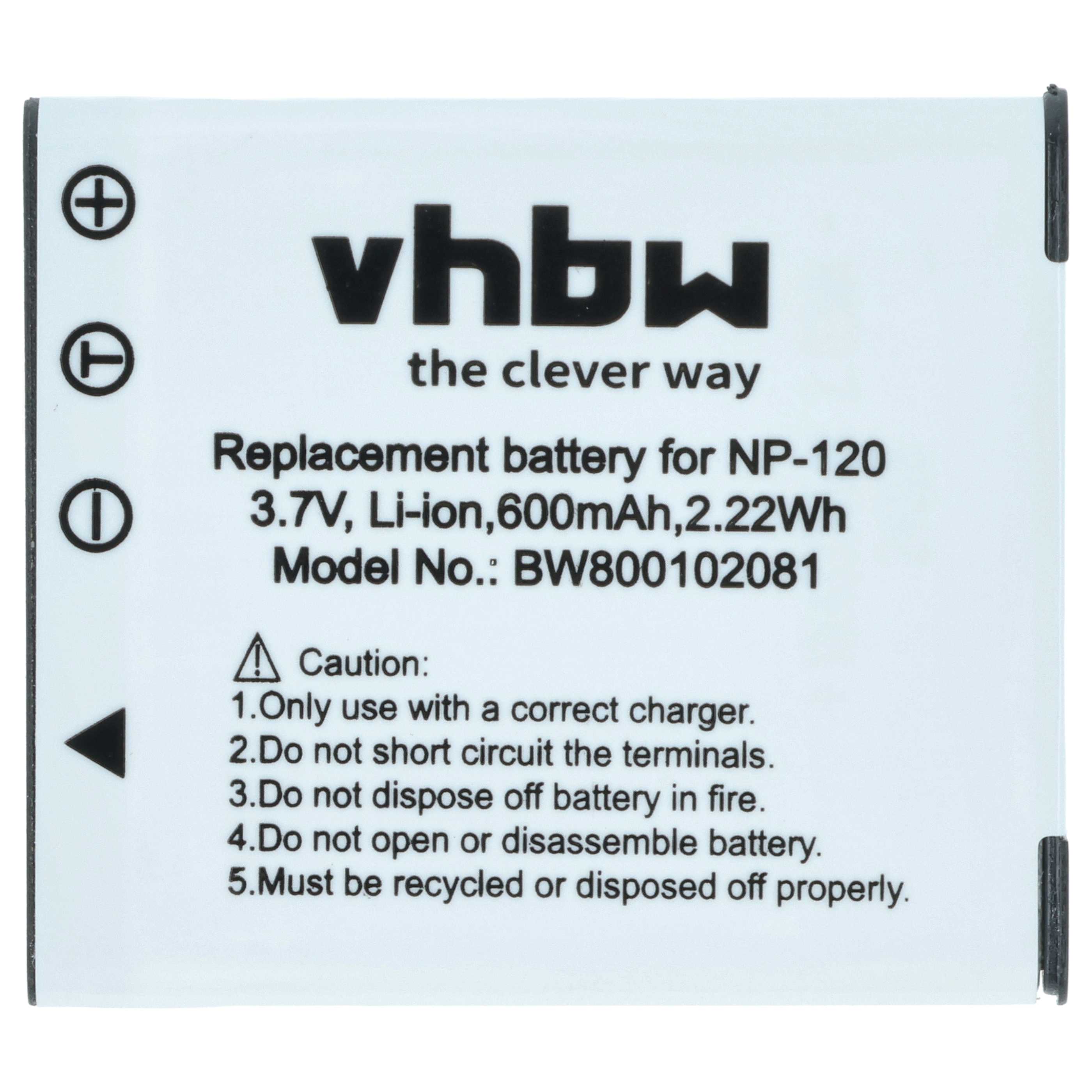 3x Battery replaces Casio NP-120 - 550mAh, 3.6V, Li-Ion