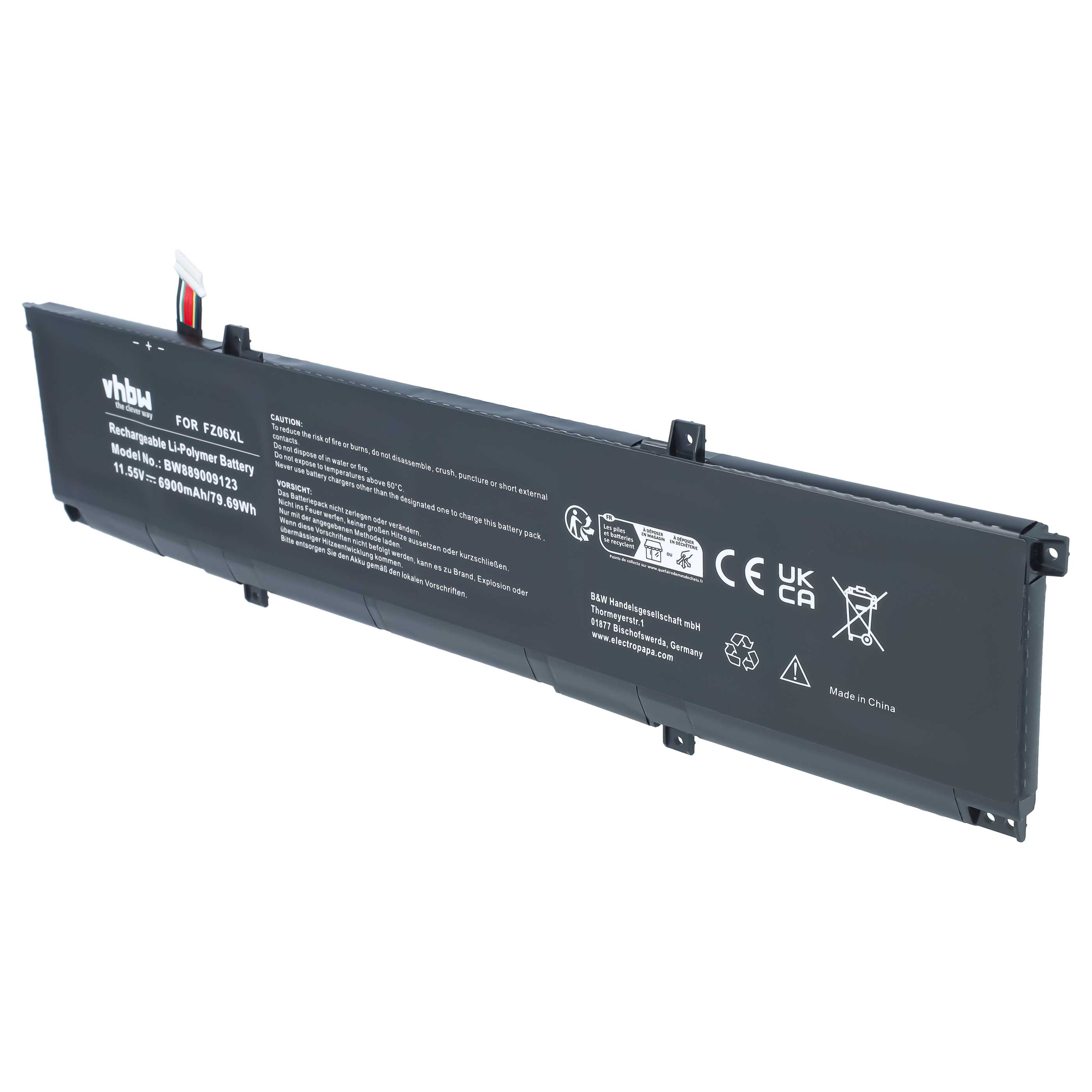 Notebook-Akku als Ersatz für HP FZ06XL, M47636-2D1, M47636-2C1, FZ06083XL für HP - 6900mAh 11,55V Li-Polymer