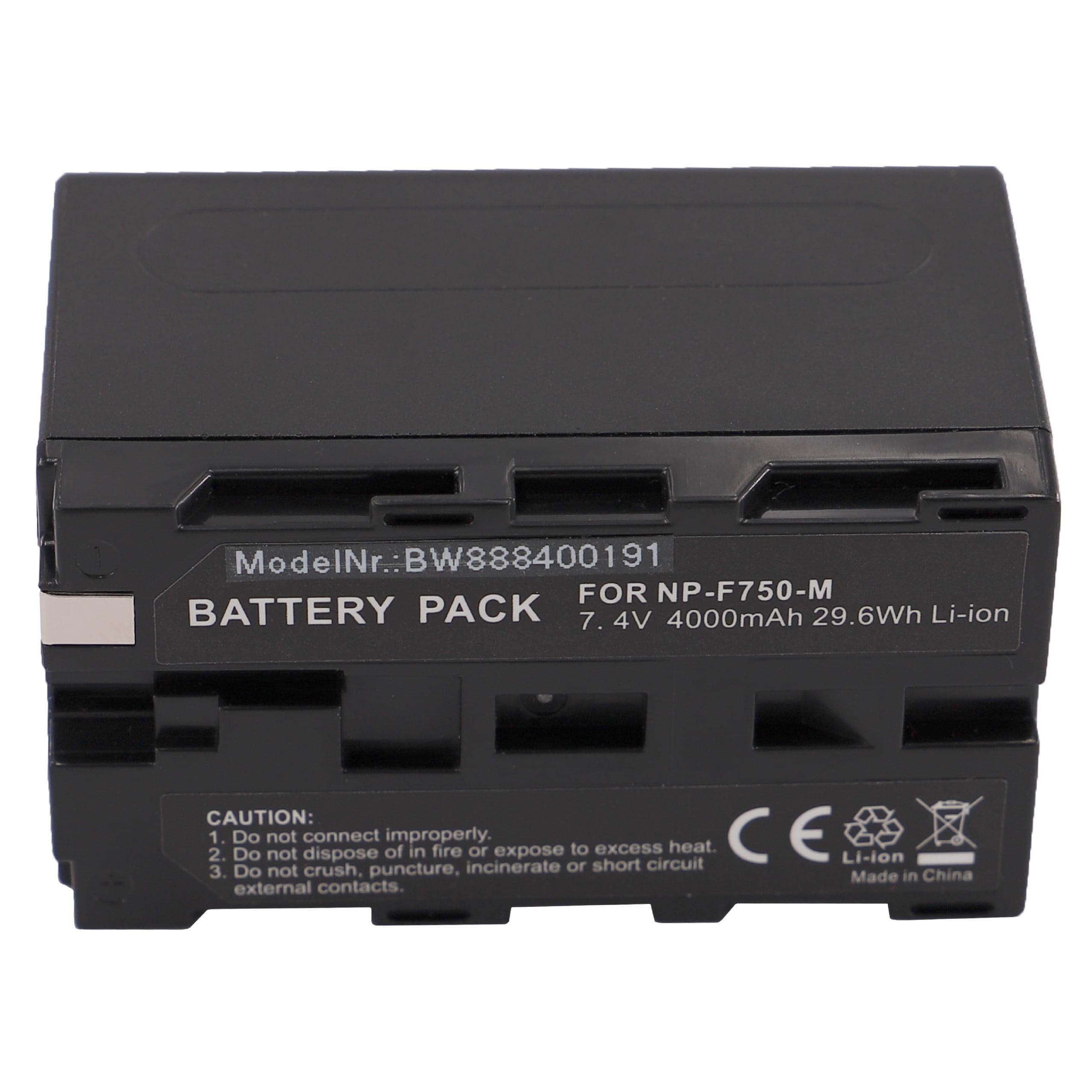 Battery Replacement for Sony NP-F950, NP-F930/B, NP-F950/B, NP-F930, NP-F750, NP-F960 - 4000mAh, 7.4V, Li-Ion