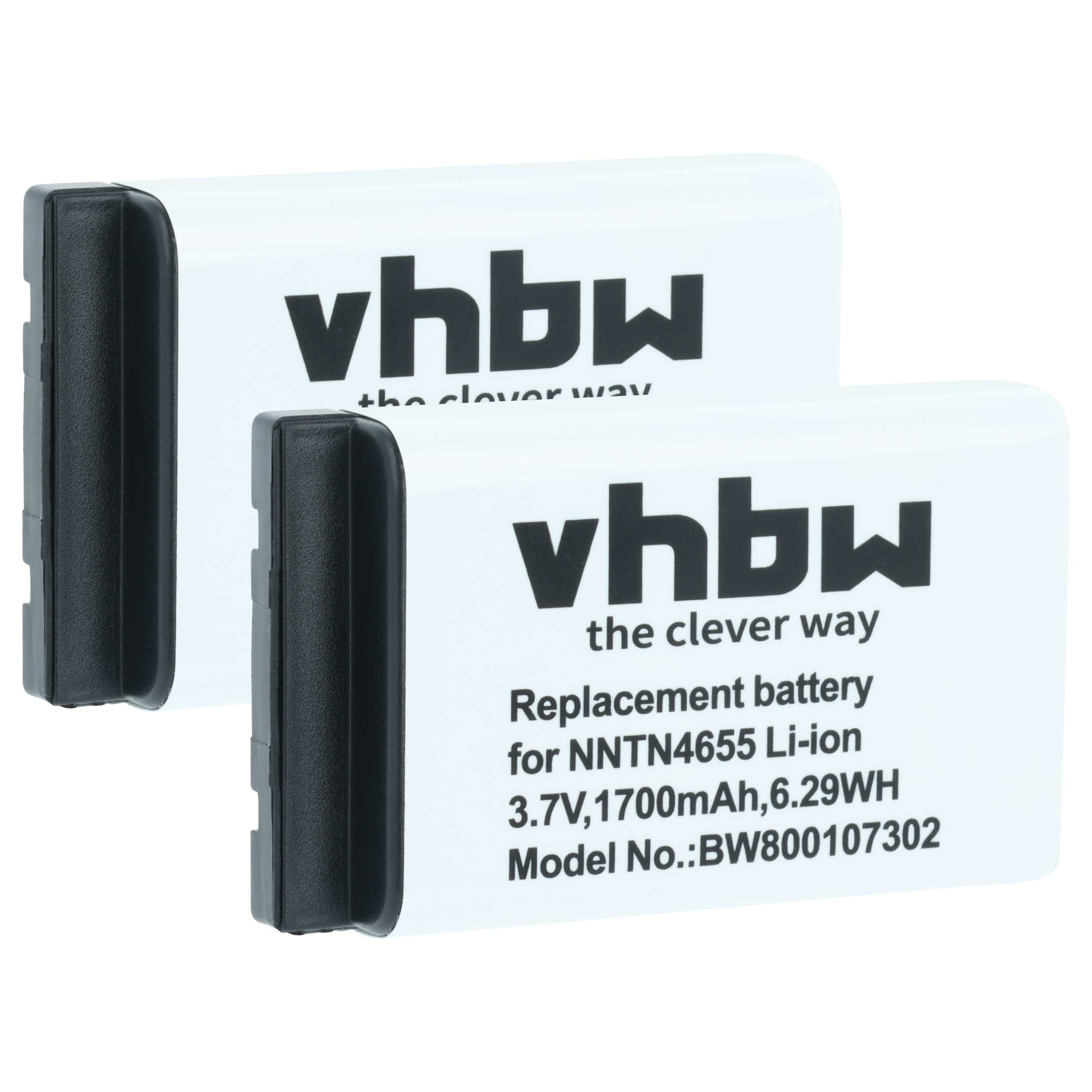 Radio 2x Battery replaces Motorola NNTN6922A, NNTN4655, SNN5705C, NNTN6923A - 1700 mAh 3.7 V Li-Ion