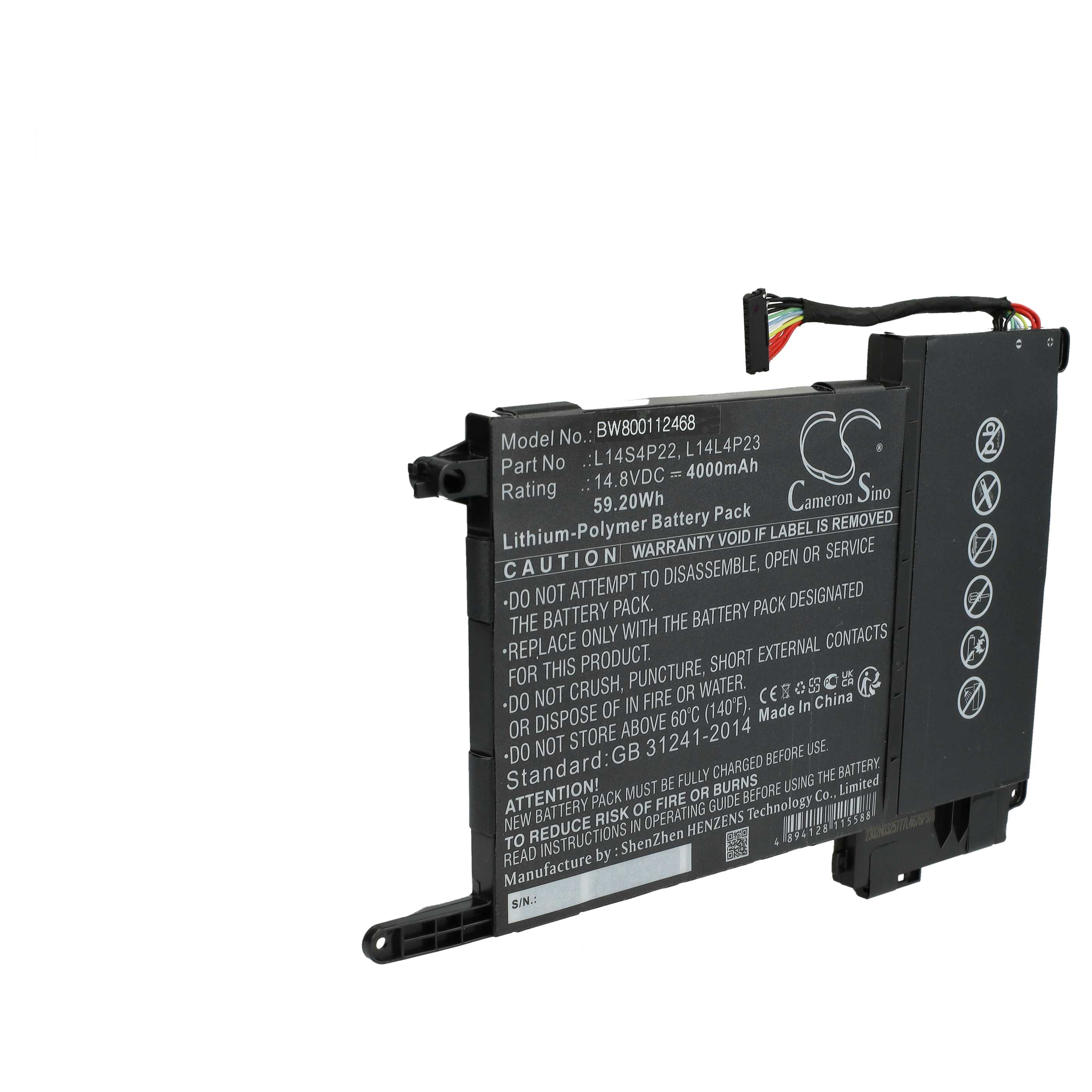 Batería reemplaza Lenovo L14M4P23, L14L4P23, L14S4P22 para notebook Lenovo - 4000 mAh 14,8 V Li-poli negro