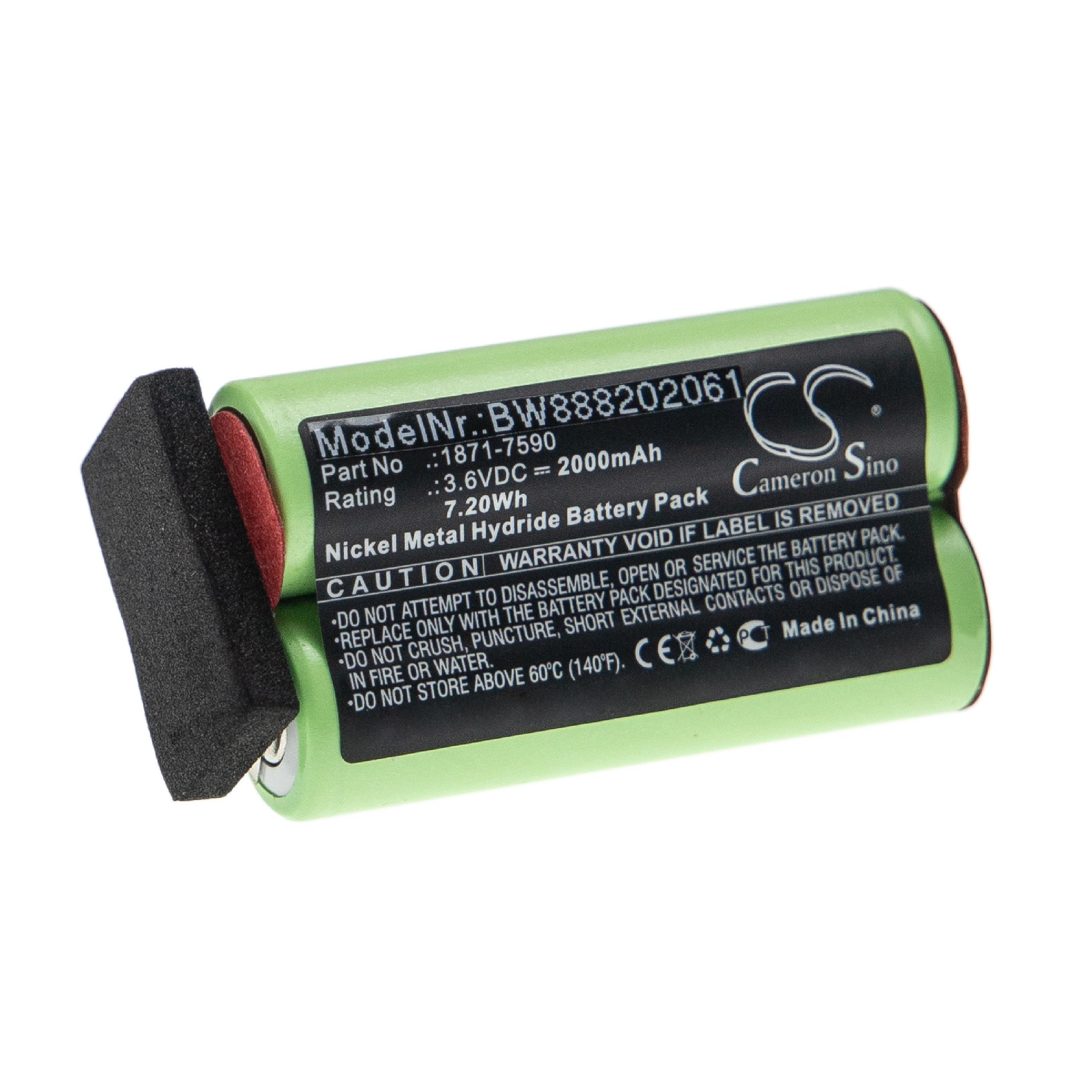 Batterie remplace Moser 1871-7590 pour tondeuse à cheveux - 2000mAh 3,6V NiMH