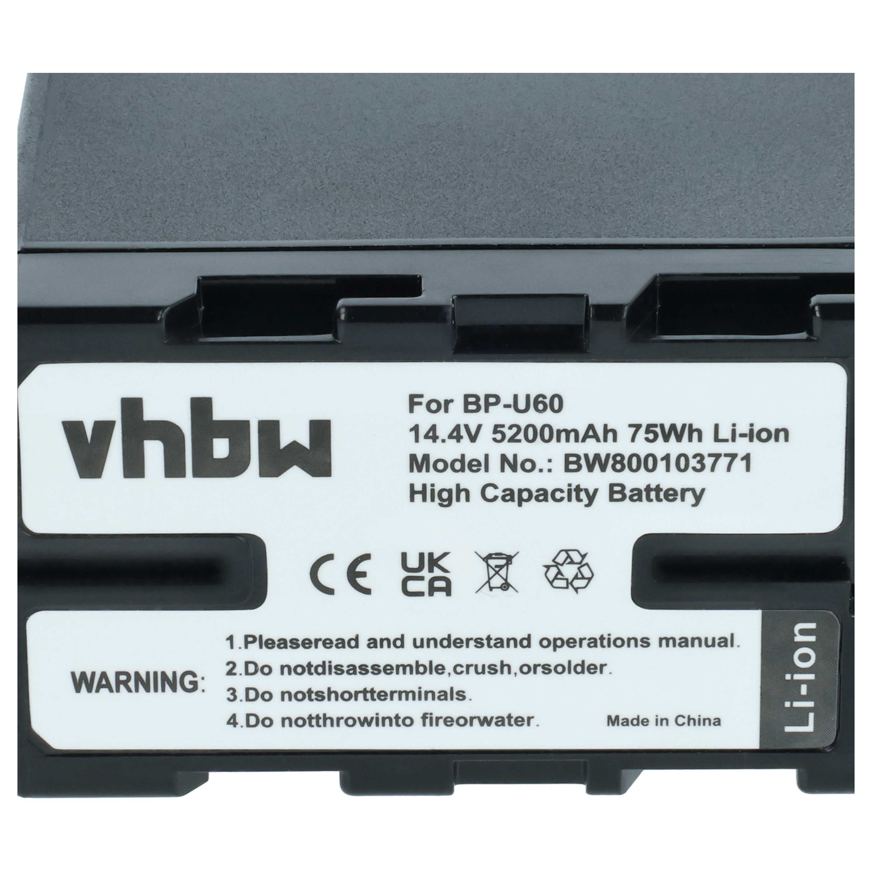 2x Batería reemplaza Sony BP-U90 para videocámara - 5200 mAh 14,8 V Li-Ion