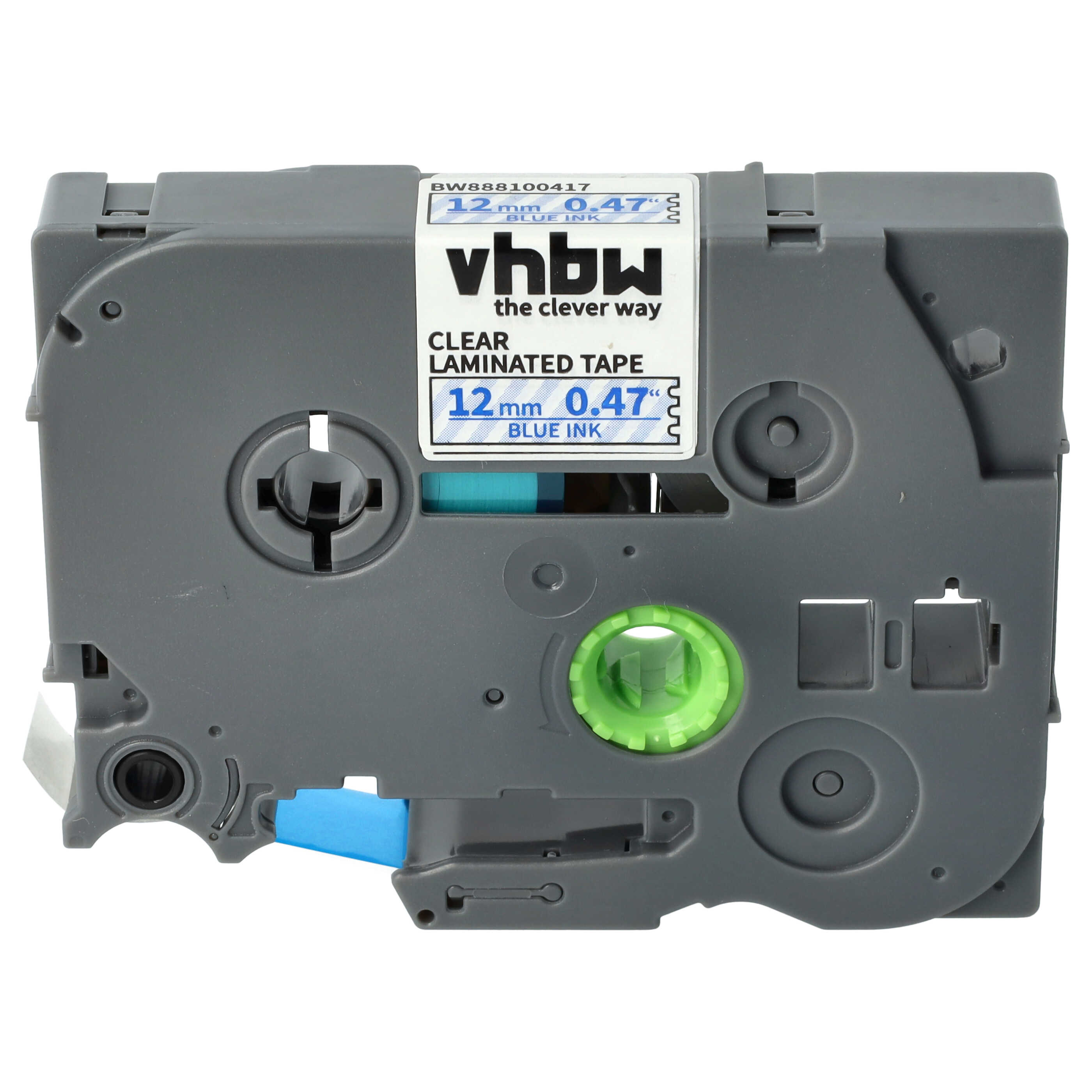 Label Tape as Replacement for Brother TZE-133 - 12 mm Blue to Transparent