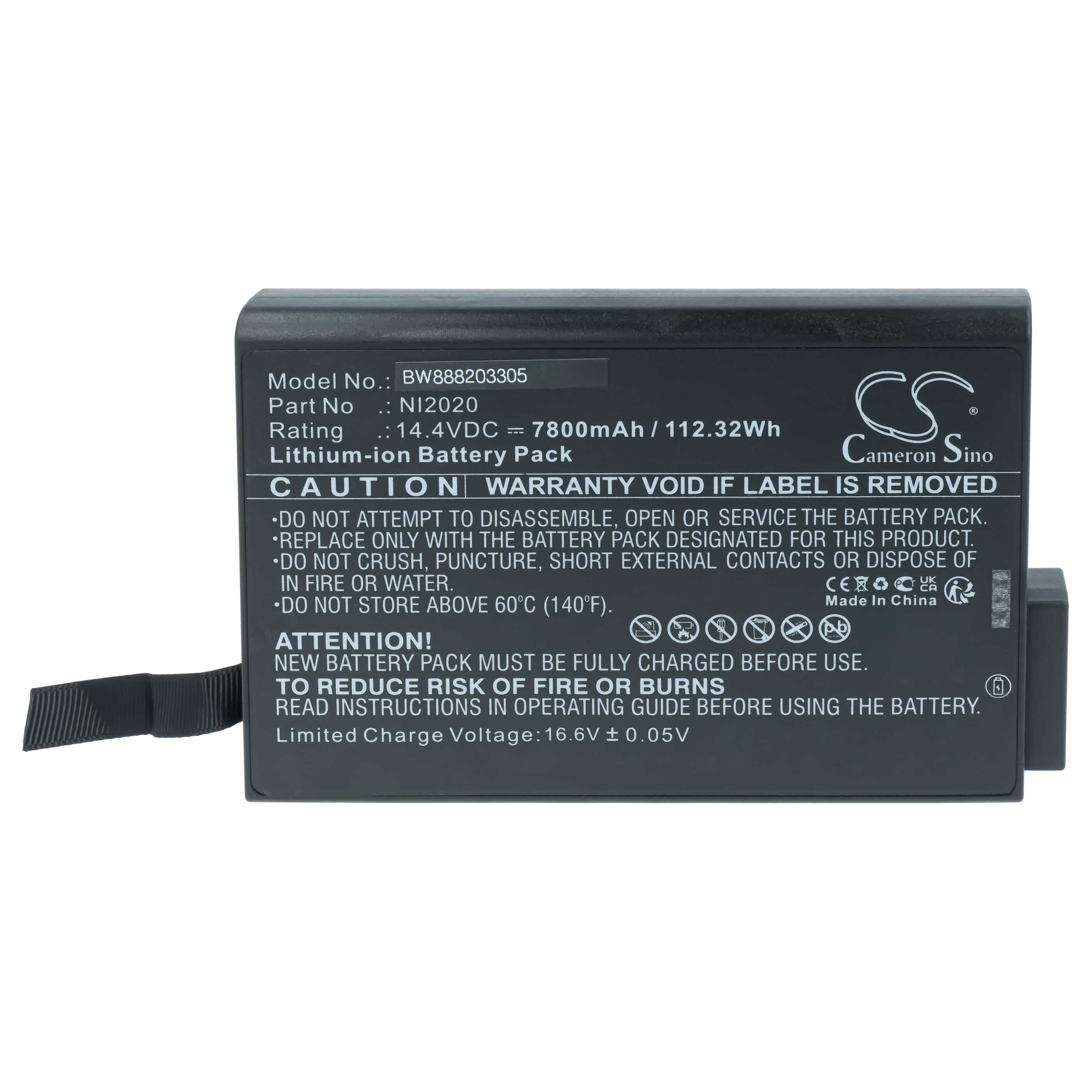 Batería reemplaza Inspired Energy NI2020A24, NI2020 para tecnología médica (7800 mAh, 14,4 V, Li-Ion)