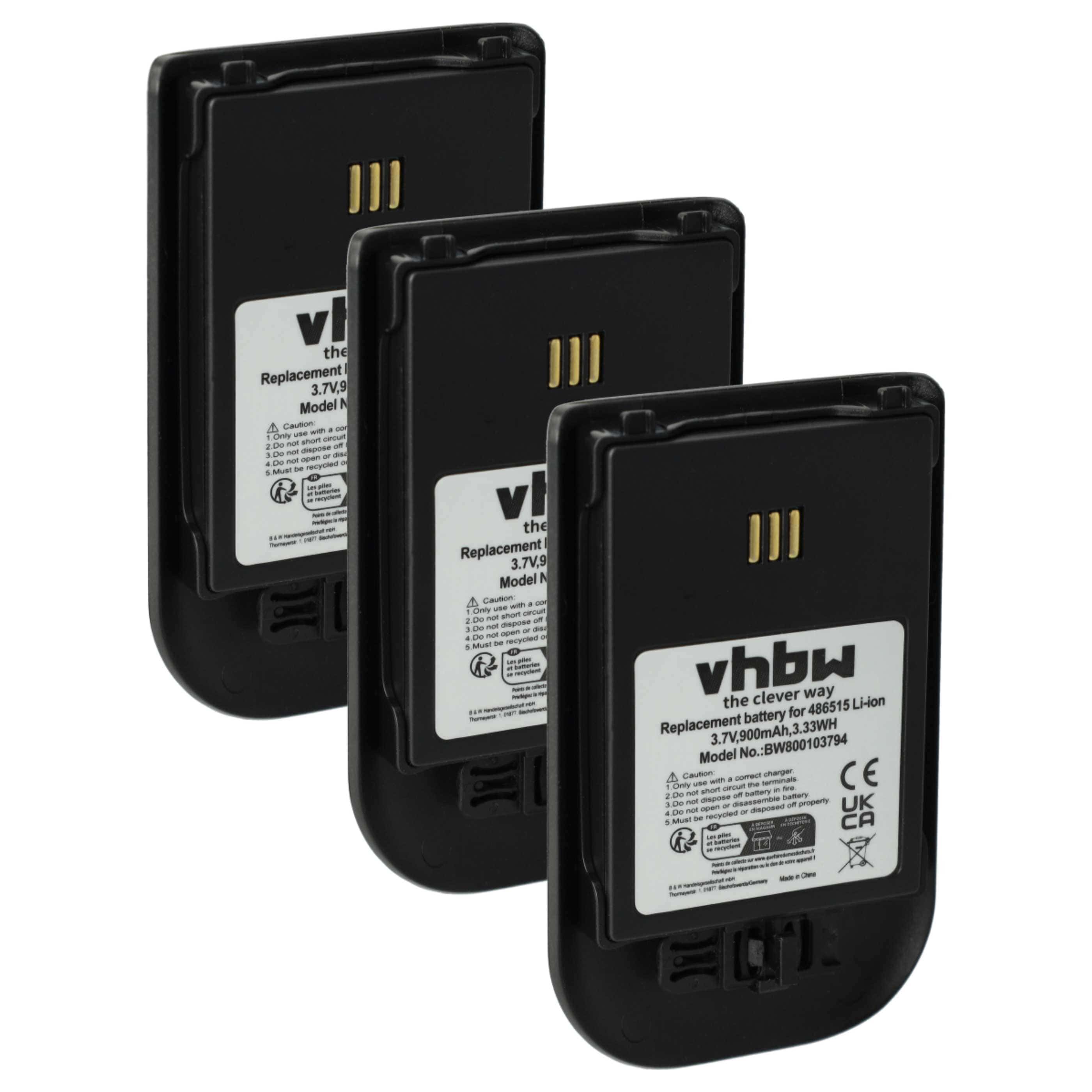 3x Batteries remplace Alcatel 3BN78404AA pour téléphone Ericsson - 900mAh 3,7V Li-ion