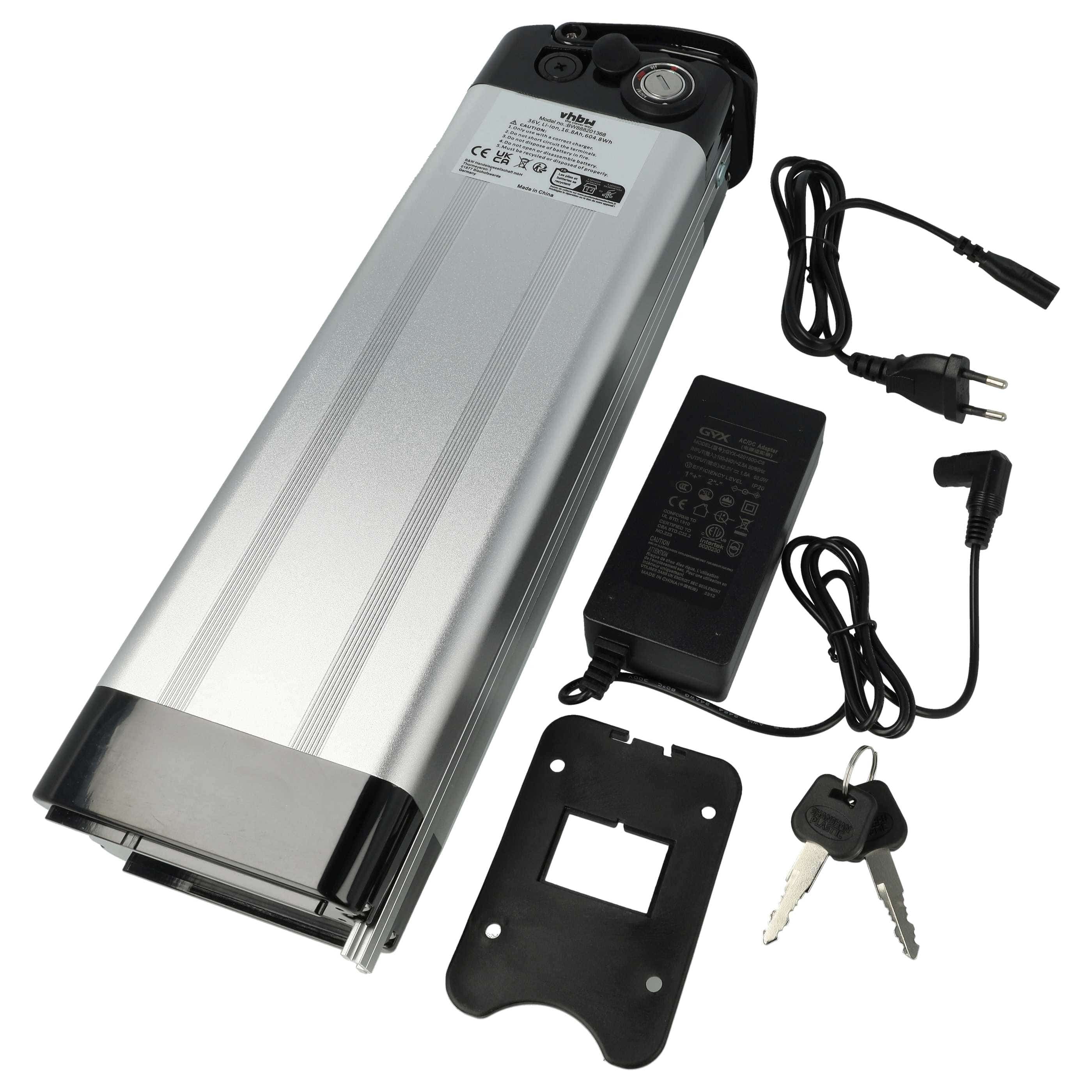 E-Bike Seat Tube Battery - 16.8 Ah 36 V Li-Ion, incl. Charger