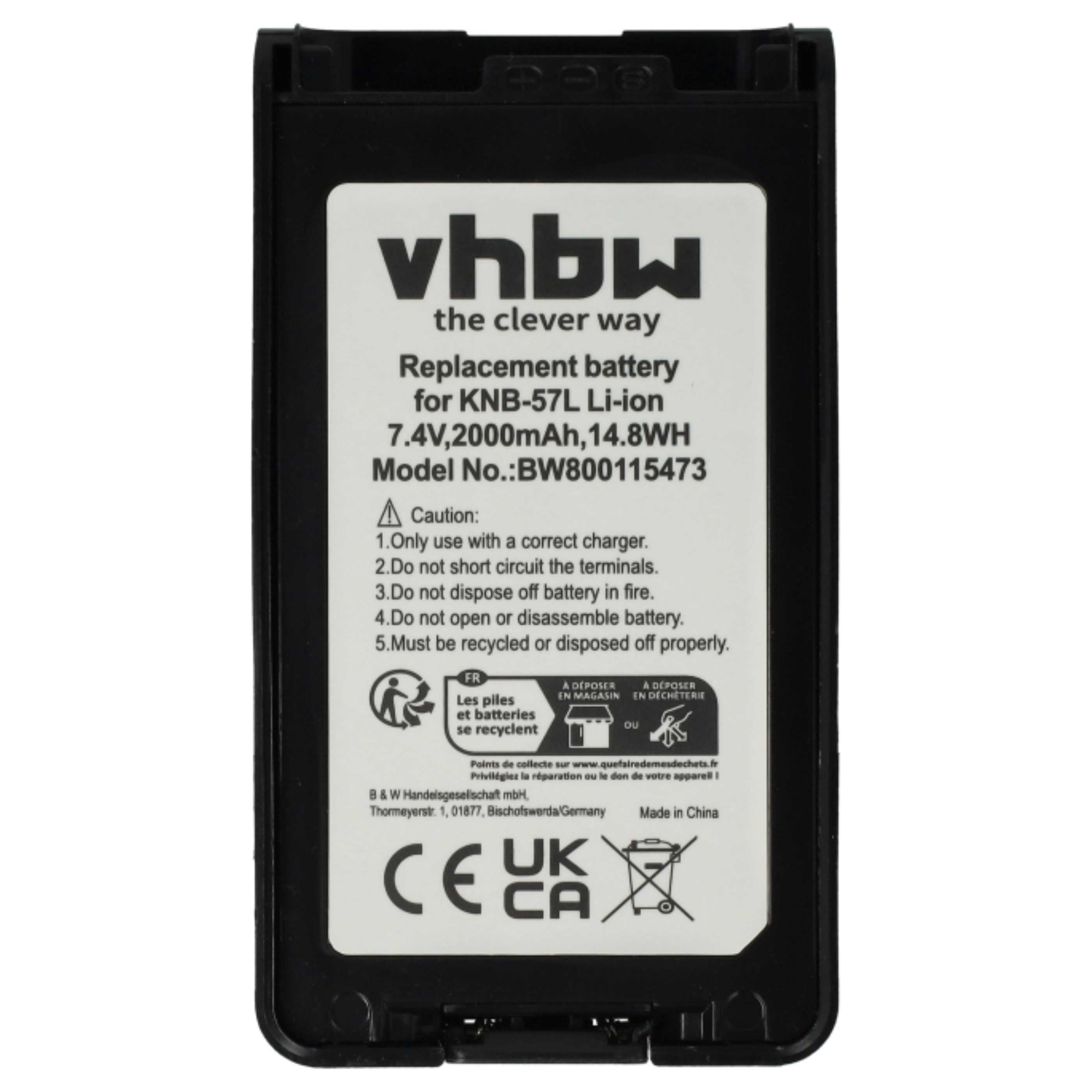 2x Akumulator do radiotelefonu zamiennik Kenwood KNB-24LX, KNB-24, KNB-24Li, KNB-24L - 2000 mAh 7,4 V Li-Ion