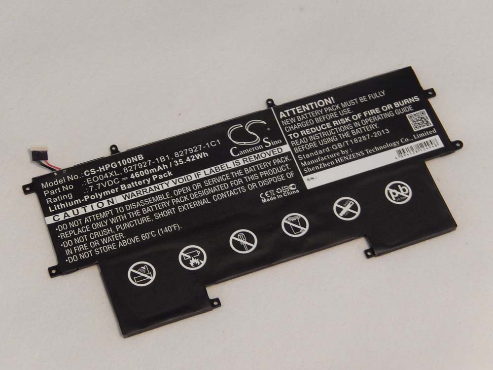 Batterie remplace HP 827927-1C1, 827927-1B1 pour ordinateur portable - 4600mAh 7,7V Li-polymère, noir