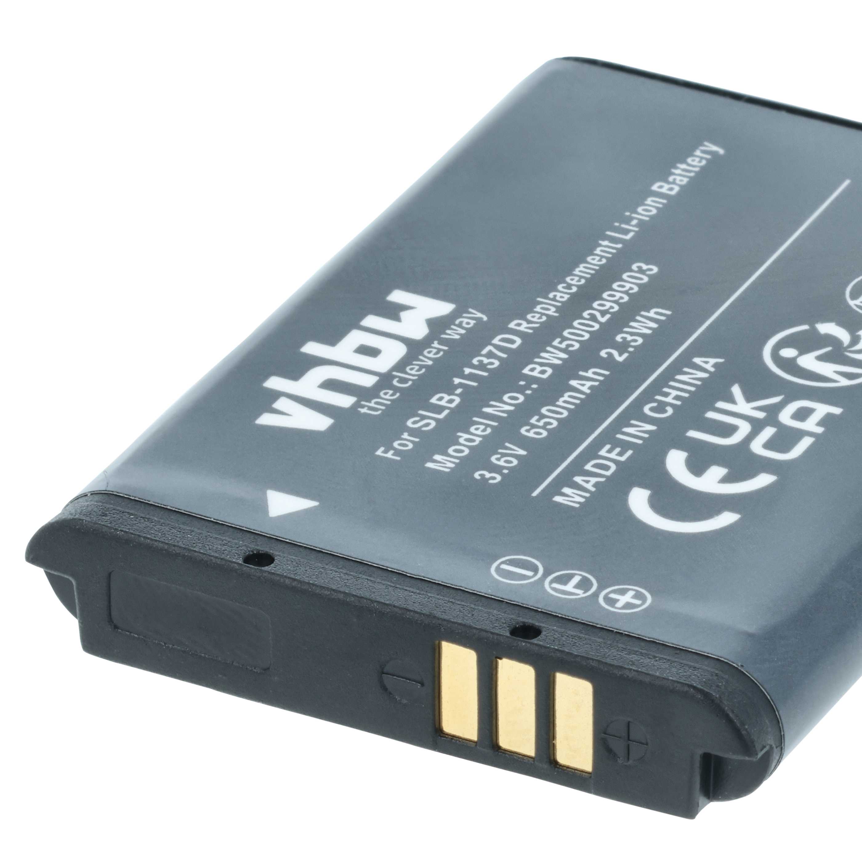 Batteria sostituisce Samsung SLB-1137d per fotocamera - 750mAh 3,6V Li-Ion