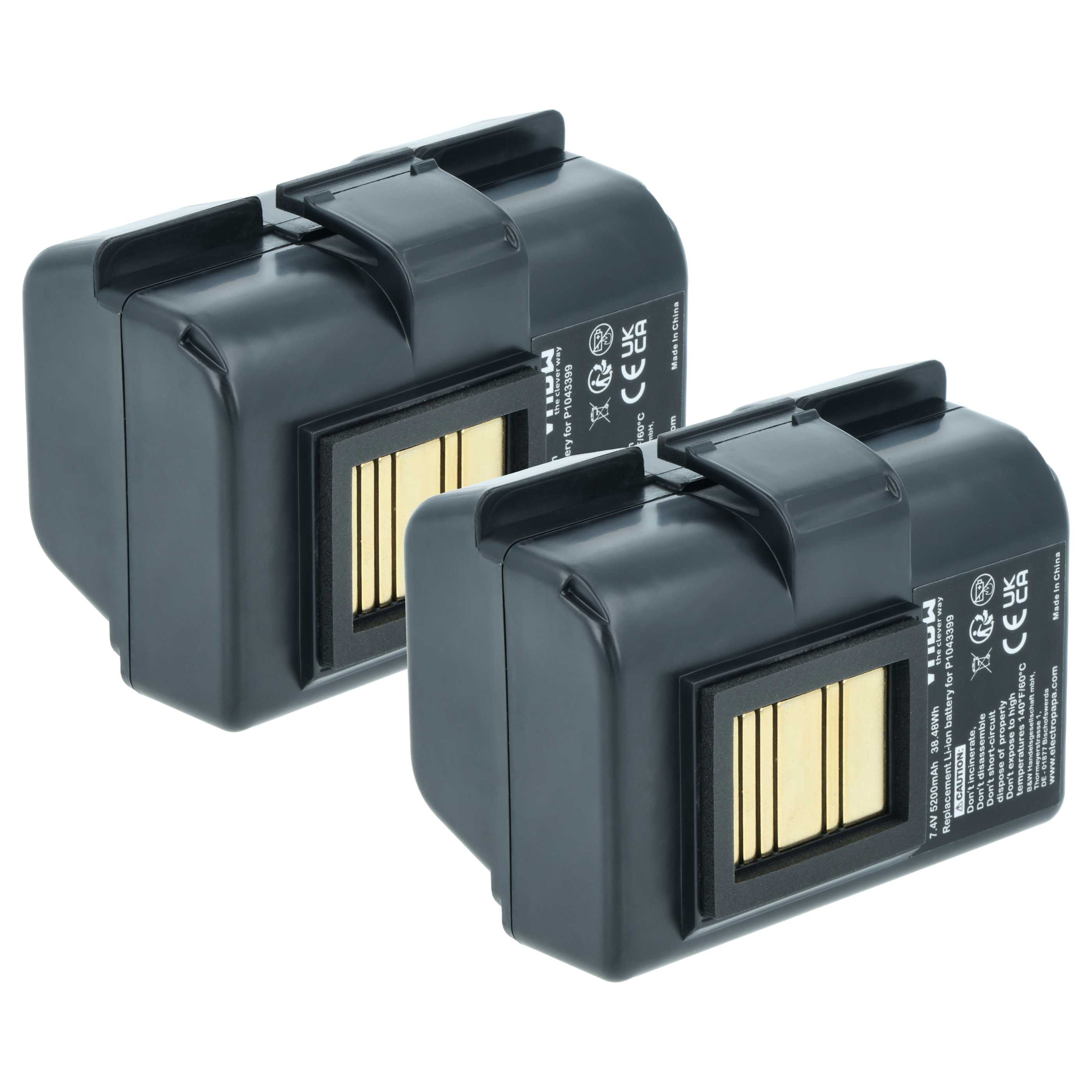 Drucker-Akku (2 Stück) als Ersatz für Zebra AT16004, BTRY-MPP-34MA1-01 - 5200mAh 7,4V Li-Ion
