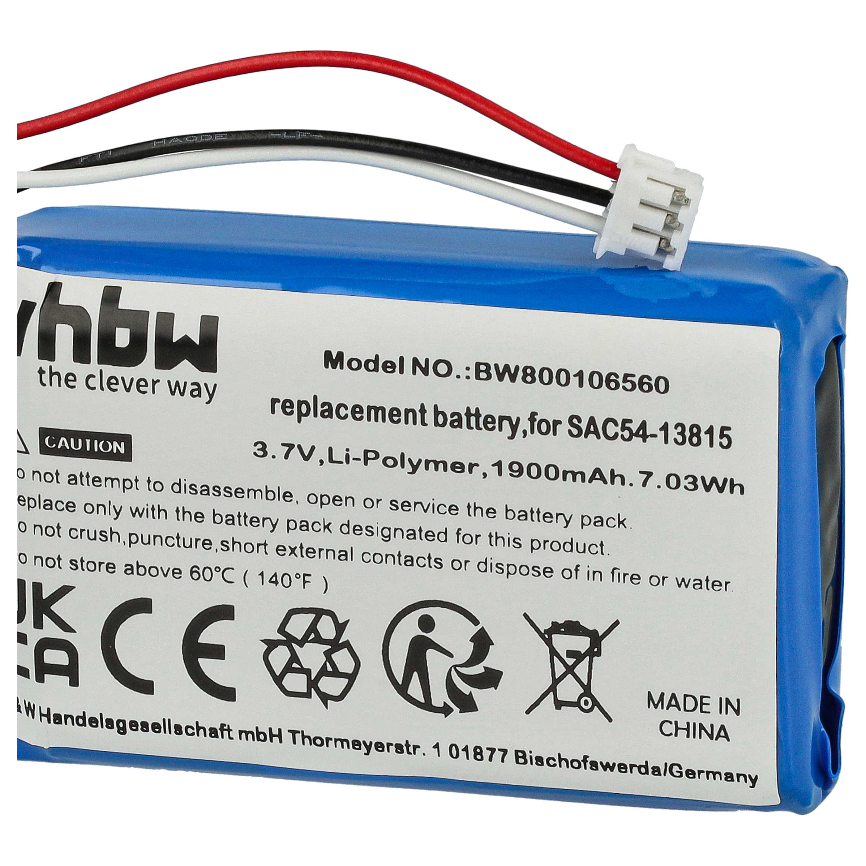 Hundehalsband-Akku als Ersatz für SAC54-13815 - 1900mAh 3,7V Li-Polymer